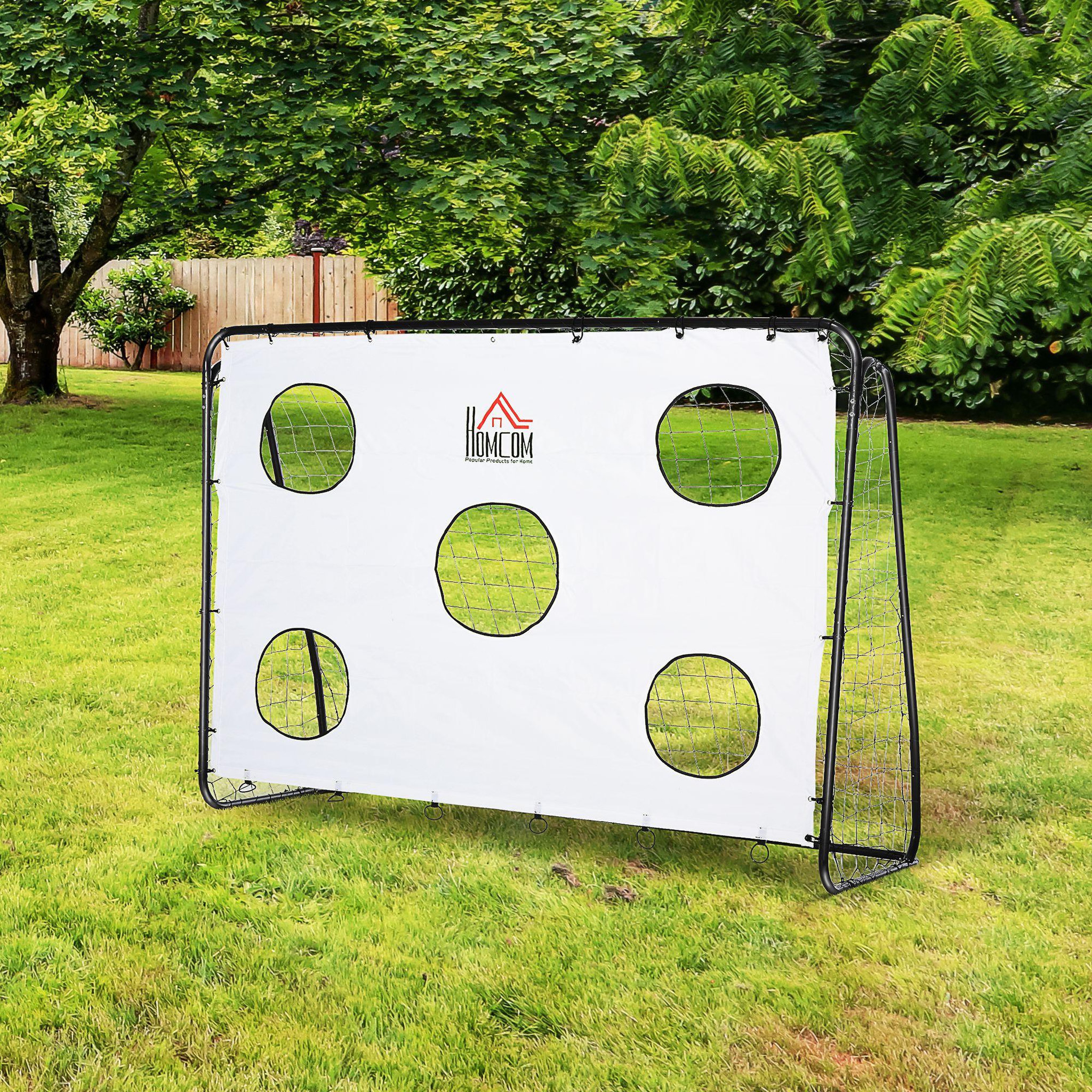 Voir la diapositive 2 : HOMCOM But de football - cage de foot avec cible dim. 240 x 88 x 174 cm - acier thermolaqué noir polyester blanc