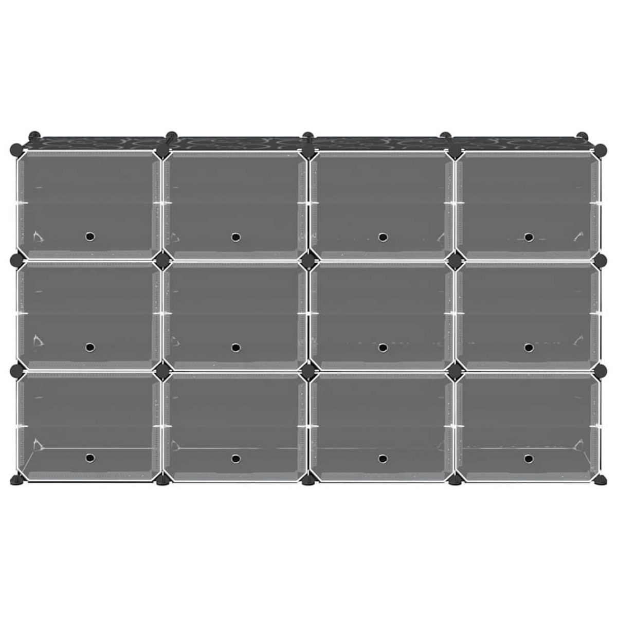 VIDAXL Cubes de rangement 12 pcs avec portes noir PP