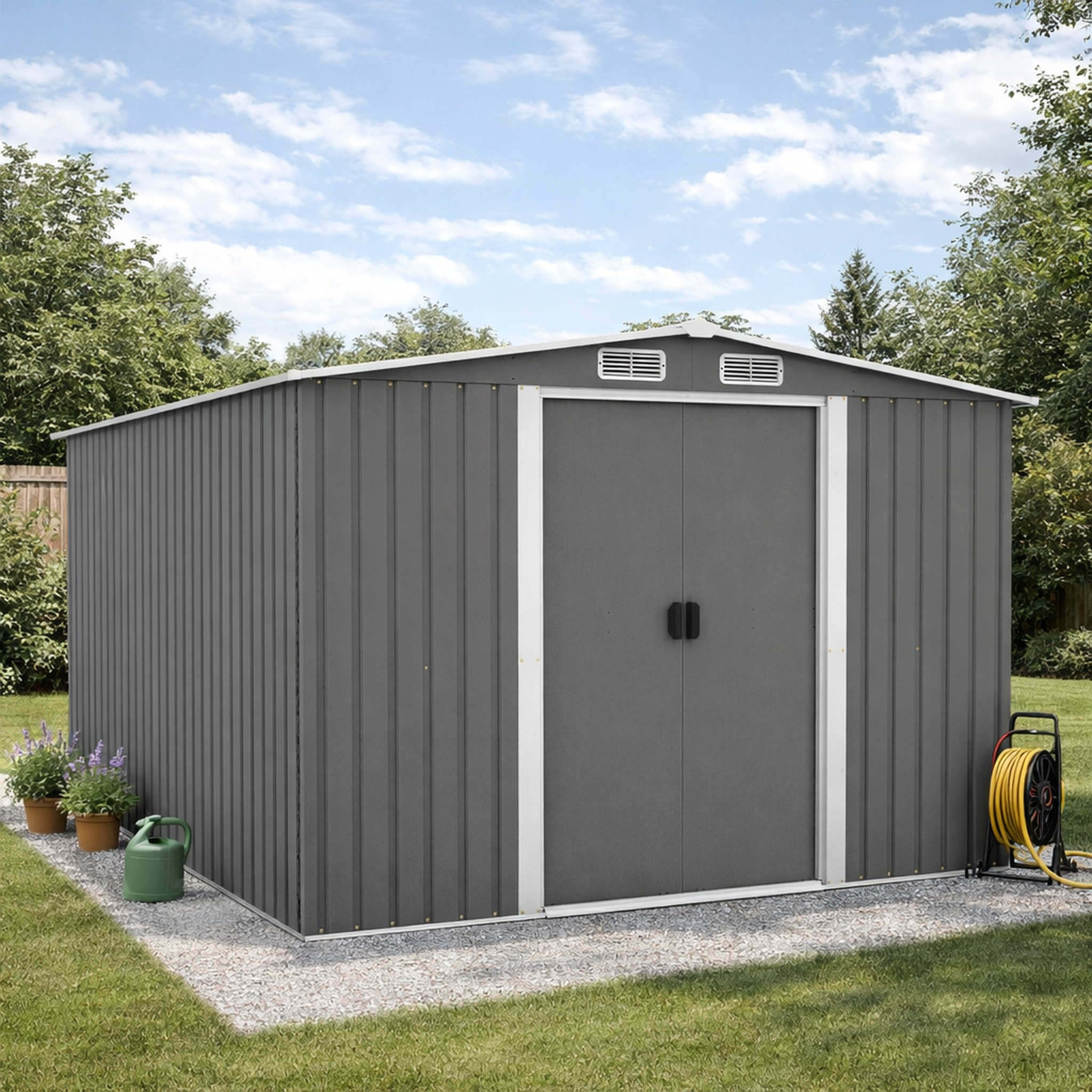 Voir la diapositive 2 : CONCEPT USINE Abri de jardin en metal 8.08m2 gris jura
