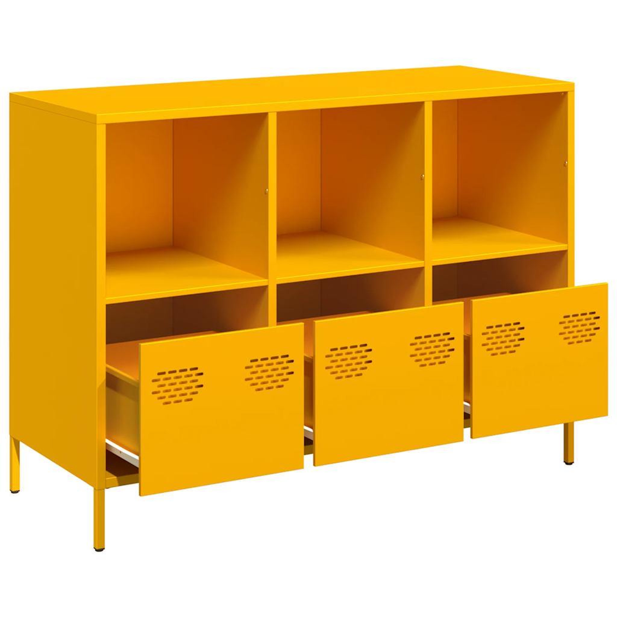 Voir la diapositive 4 : VIDAXL Buffet jaune moutarde 101,5x39x73,5 cm acier lamine a froid