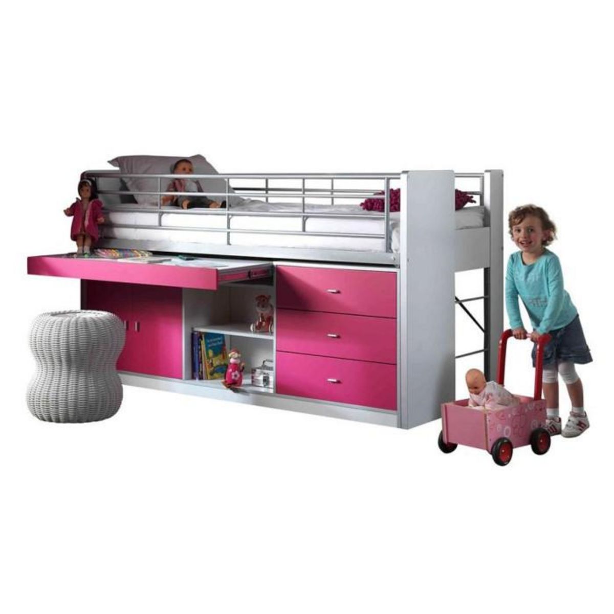Paris Prix Lit Combiné Enfant  Bonny  90x200cm Fuchsia