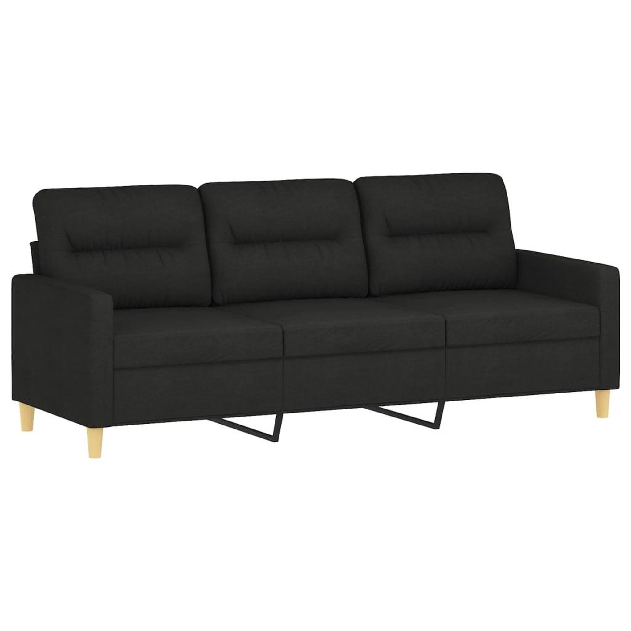 Voir la diapositive 4 : VIDAXL Canape a 3 places avec repose-pieds Noir 180 cm Tissu