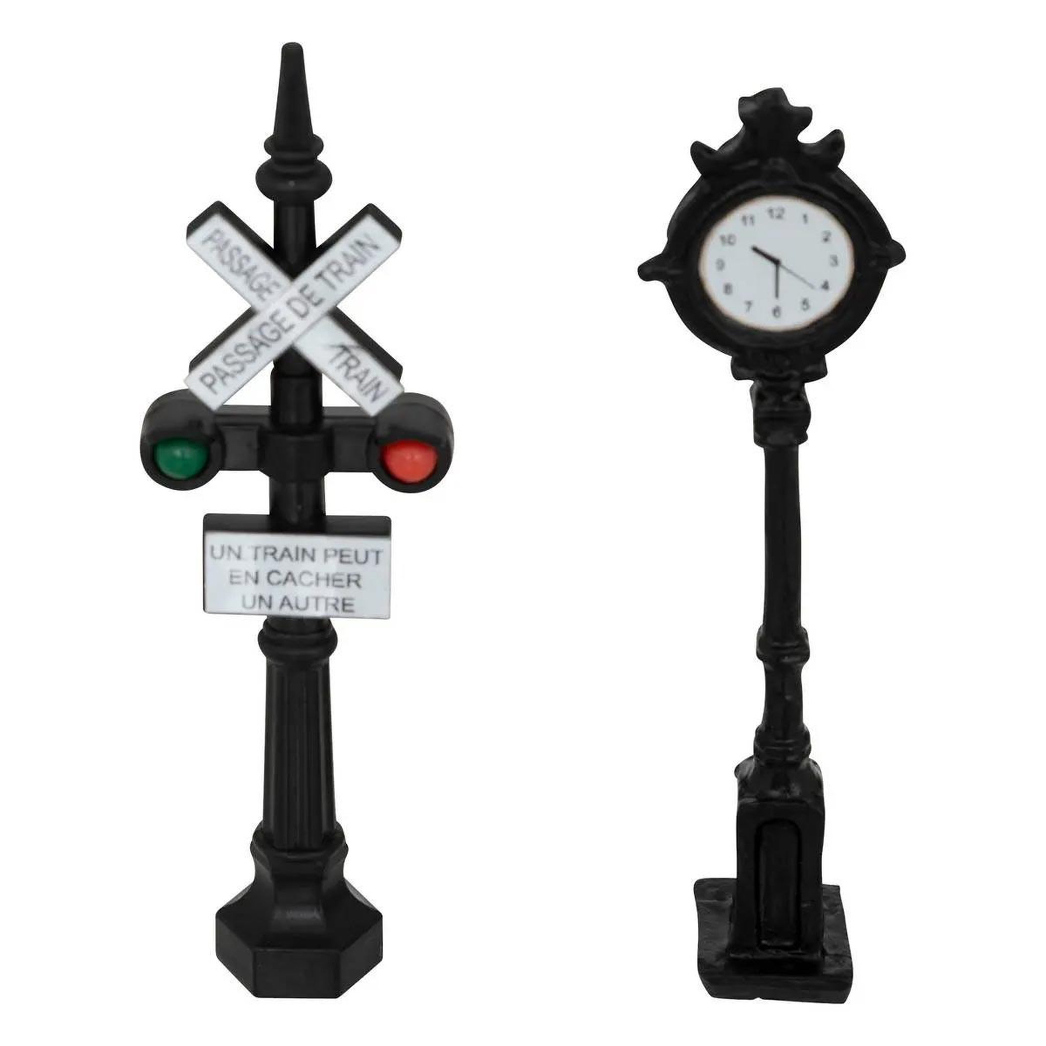 FEERIC LIGHT & CHRISTMAS Lot de 2 accessoires village de noël  signalisation train  9cm multicolore