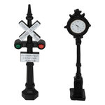 FEERIC LIGHT & CHRISTMAS Lot de 2 Accessoires Village de Noël  Signalisation Train  9cm Multicolore