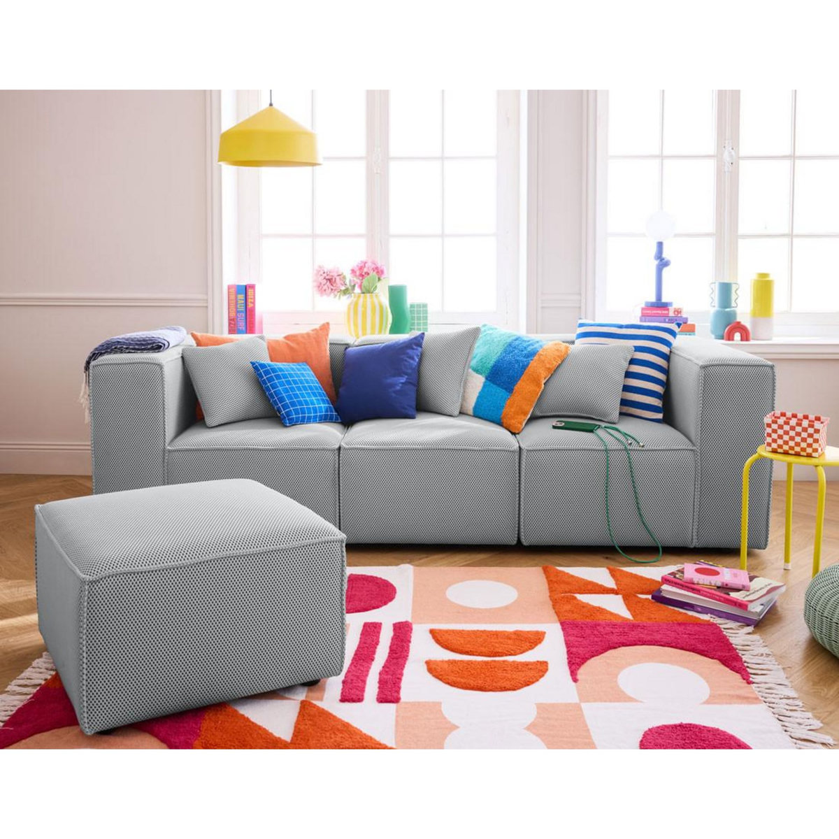 LISA DESIGN Arty - pouf d'appoint - en tissu mailles 3d