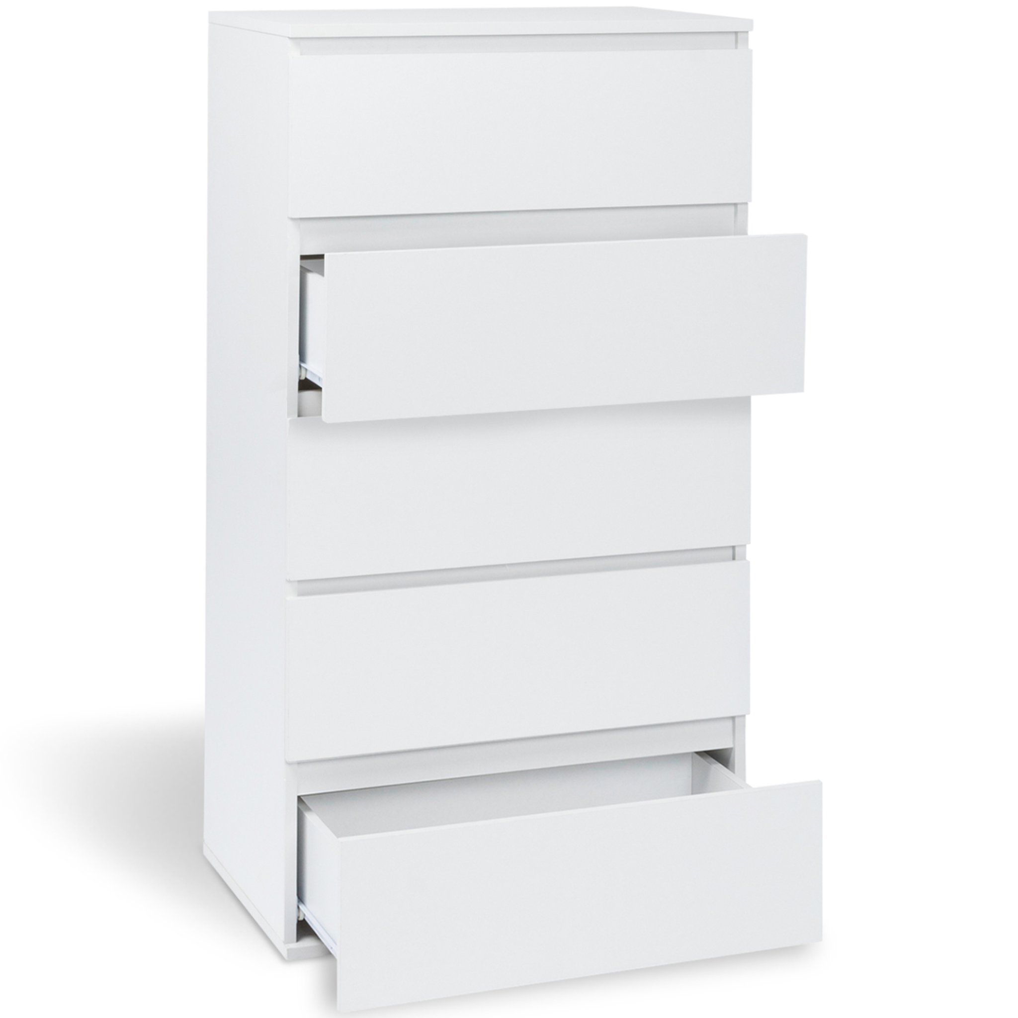 Voir la diapositive 4 : ID MARKET Chiffonnier 5 tiroirs tomi 60x40x100 cm commode semainier bois blanc