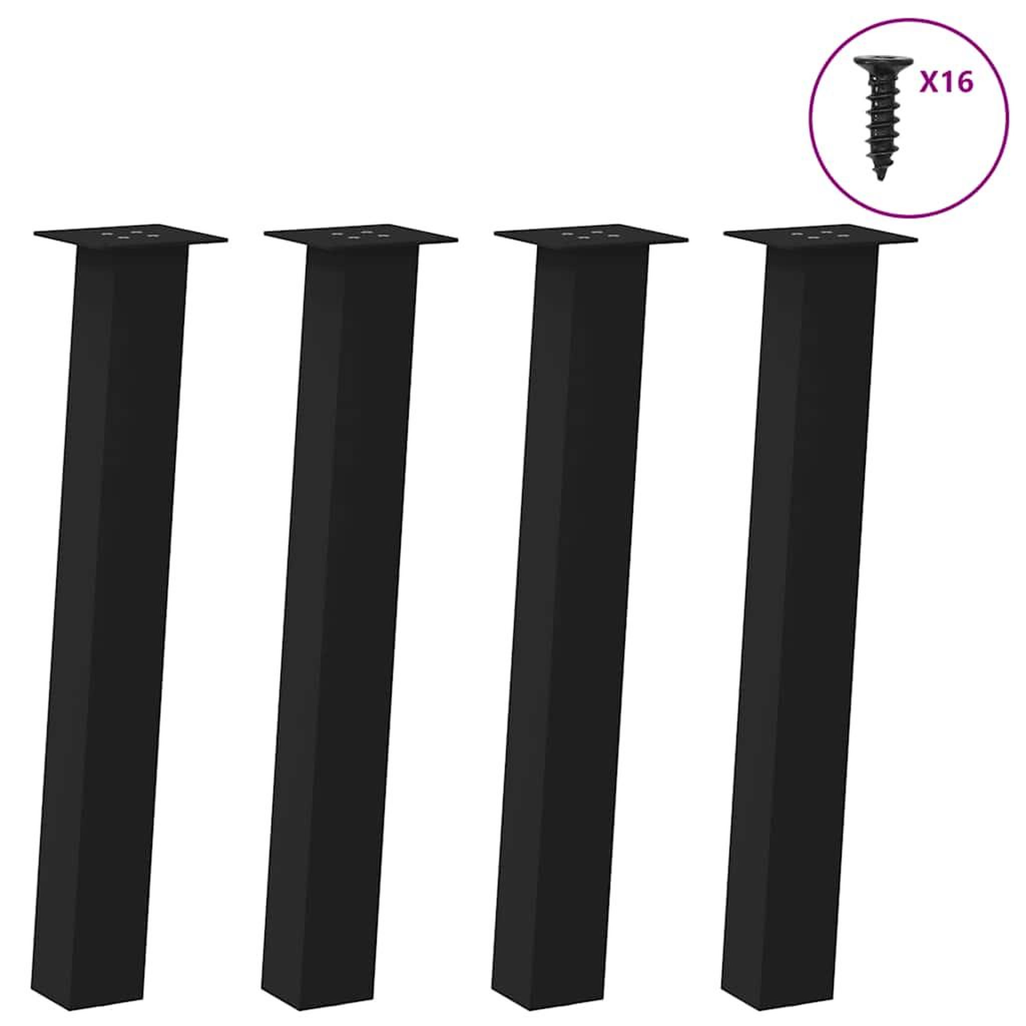 VIDAXL Pieds de table basse 4 pcs noir 72 cm acier