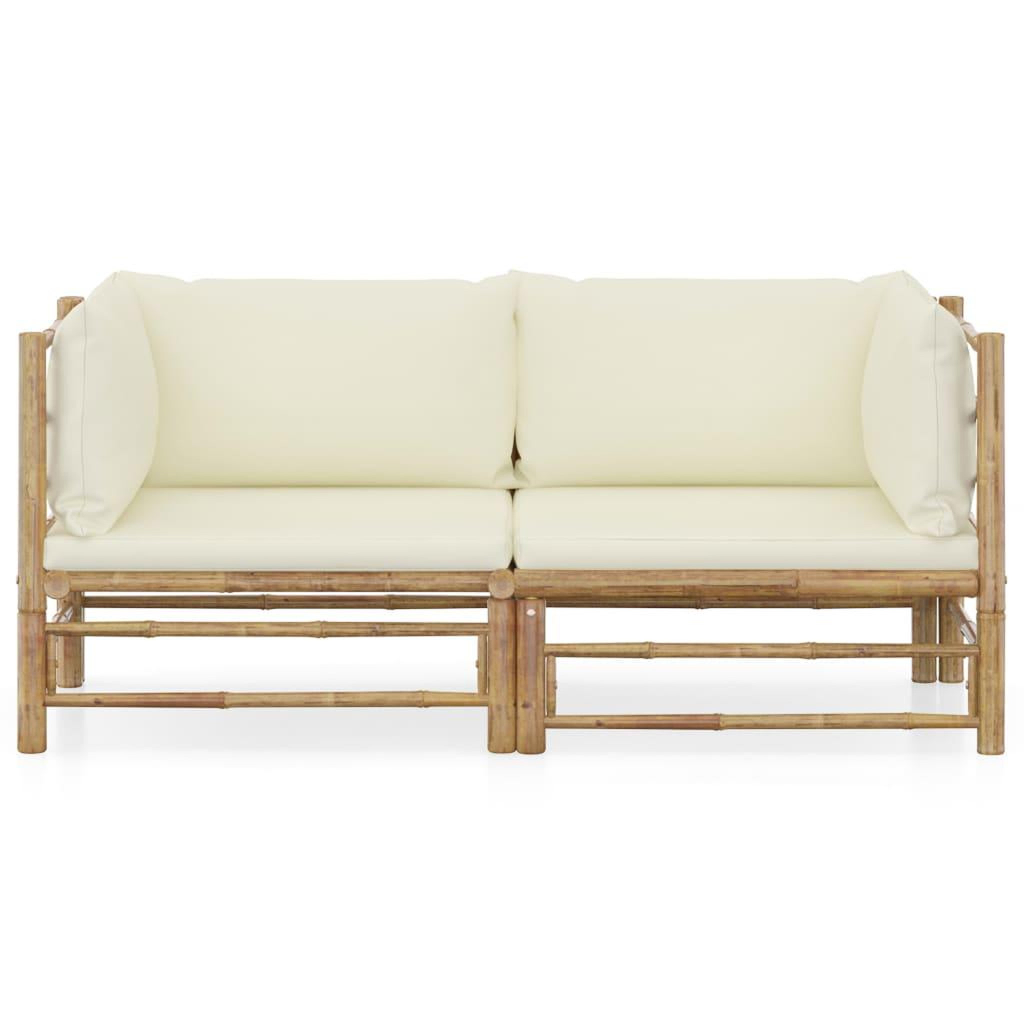 Voir la diapositive 2 : VIDAXL Salon de jardin 2 pcs avec coussins blanc creme bambou