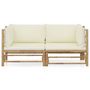 Voir la diapositive 2 : VIDAXL Salon de jardin 2 pcs avec coussins blanc creme bambou