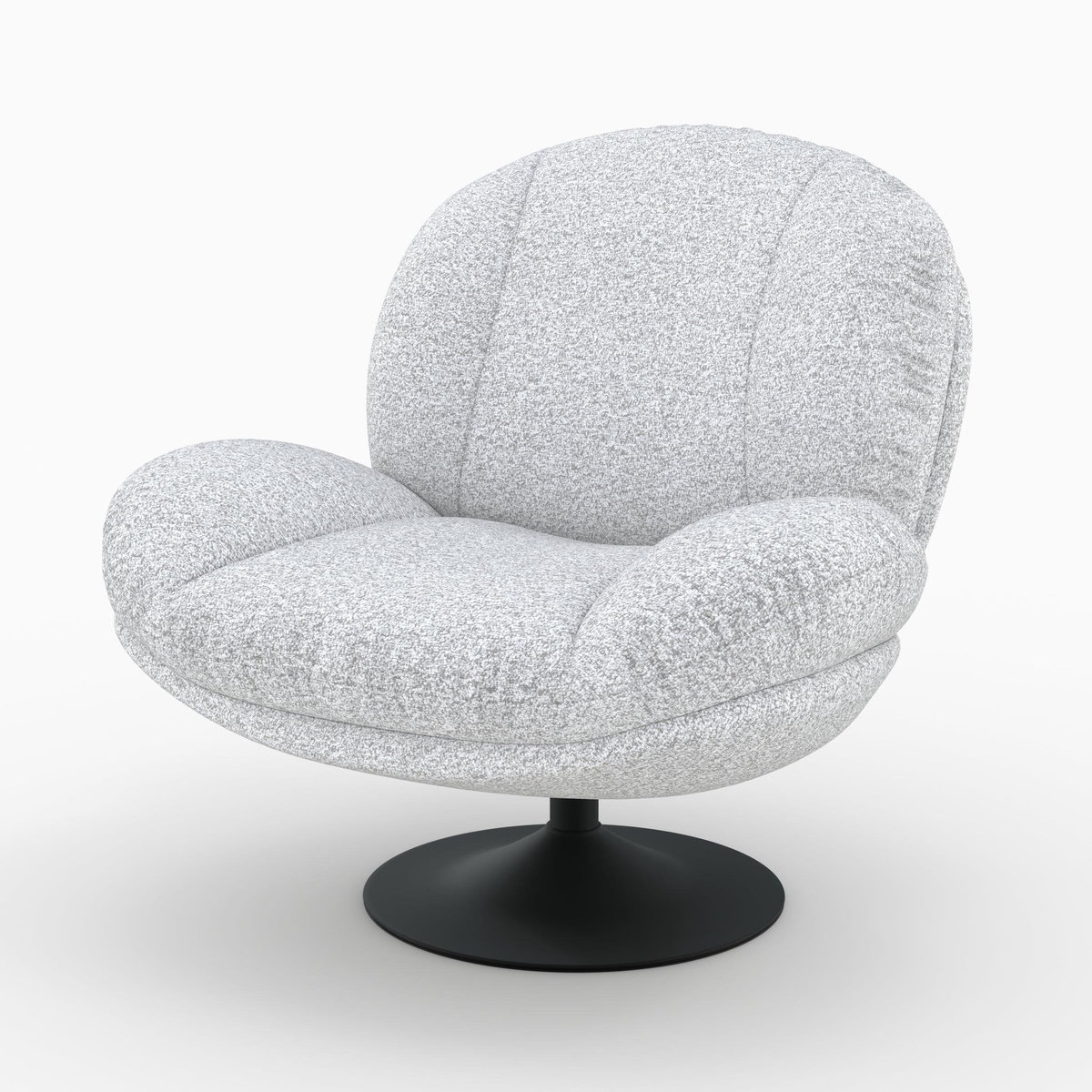 Rendez vous déco Fauteuil pivotant en tissu bouclé gris chiné-Ricci