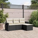 VIDAXL Salon de jardin 4 pcs avec coussins noir resine tressee
