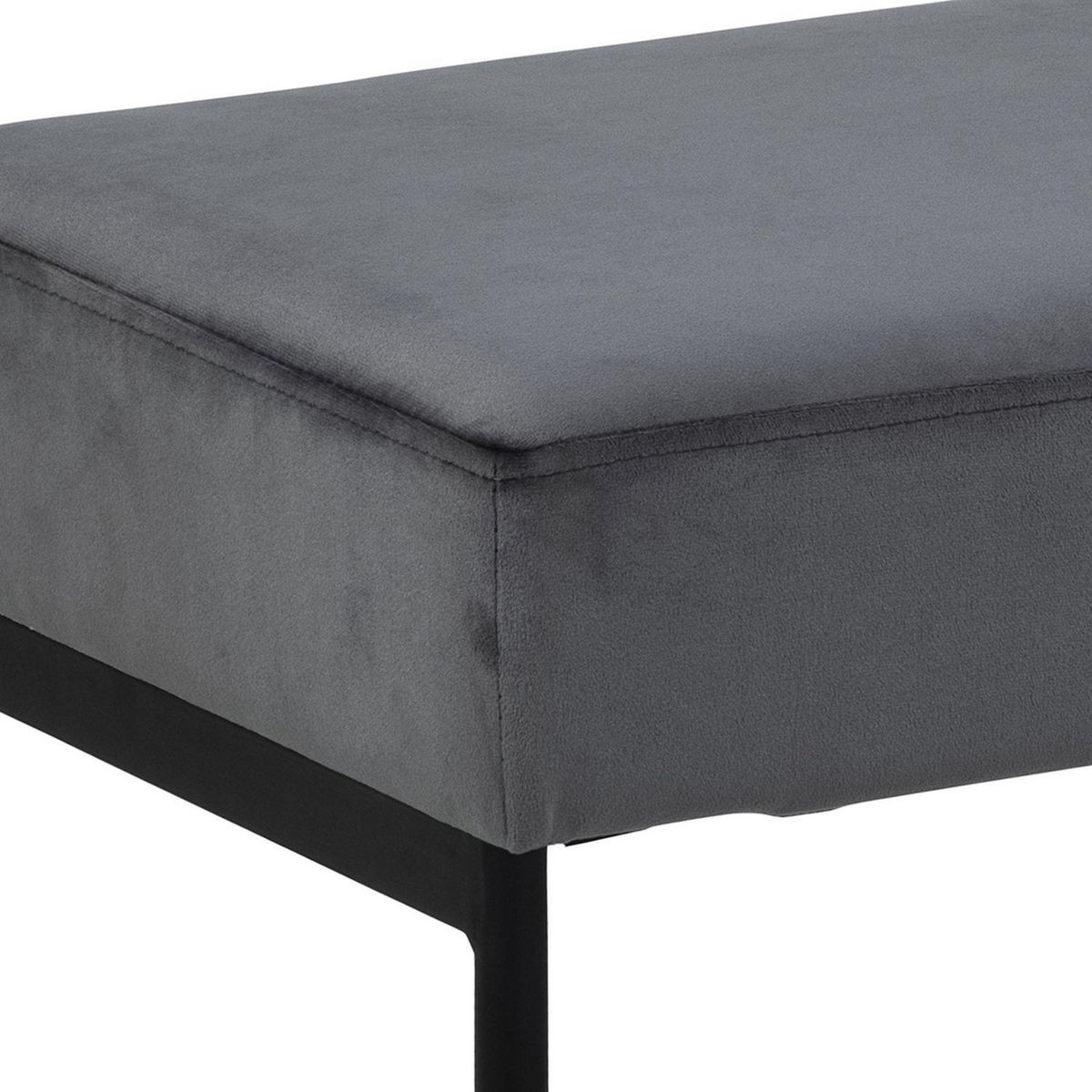 TOILINUX Banc 2 places en tissus effet velours et Métal - Gris et Noir