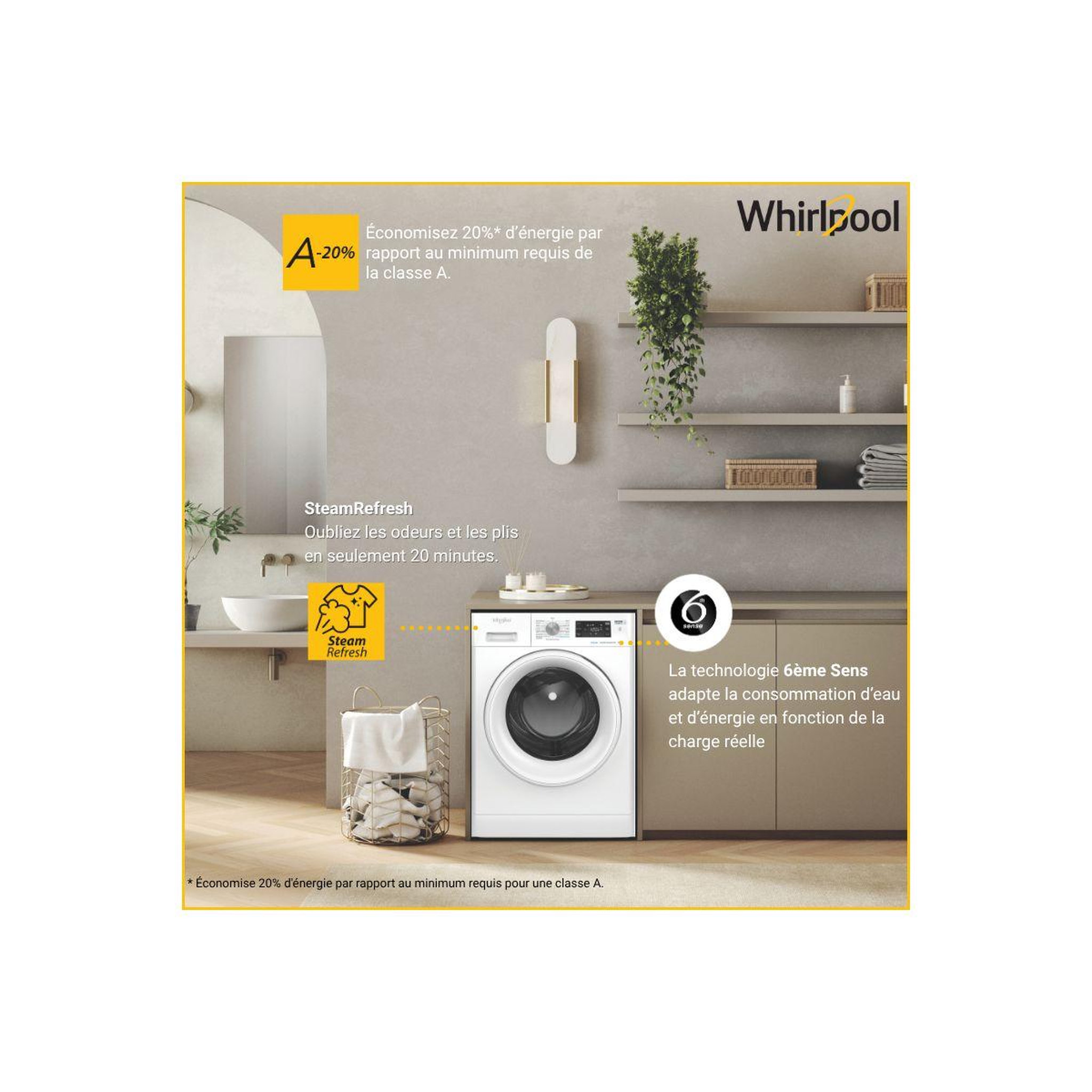 Voir la diapositive 2 : Whirlpool Lave linge hublot FFBS8489WVFR
