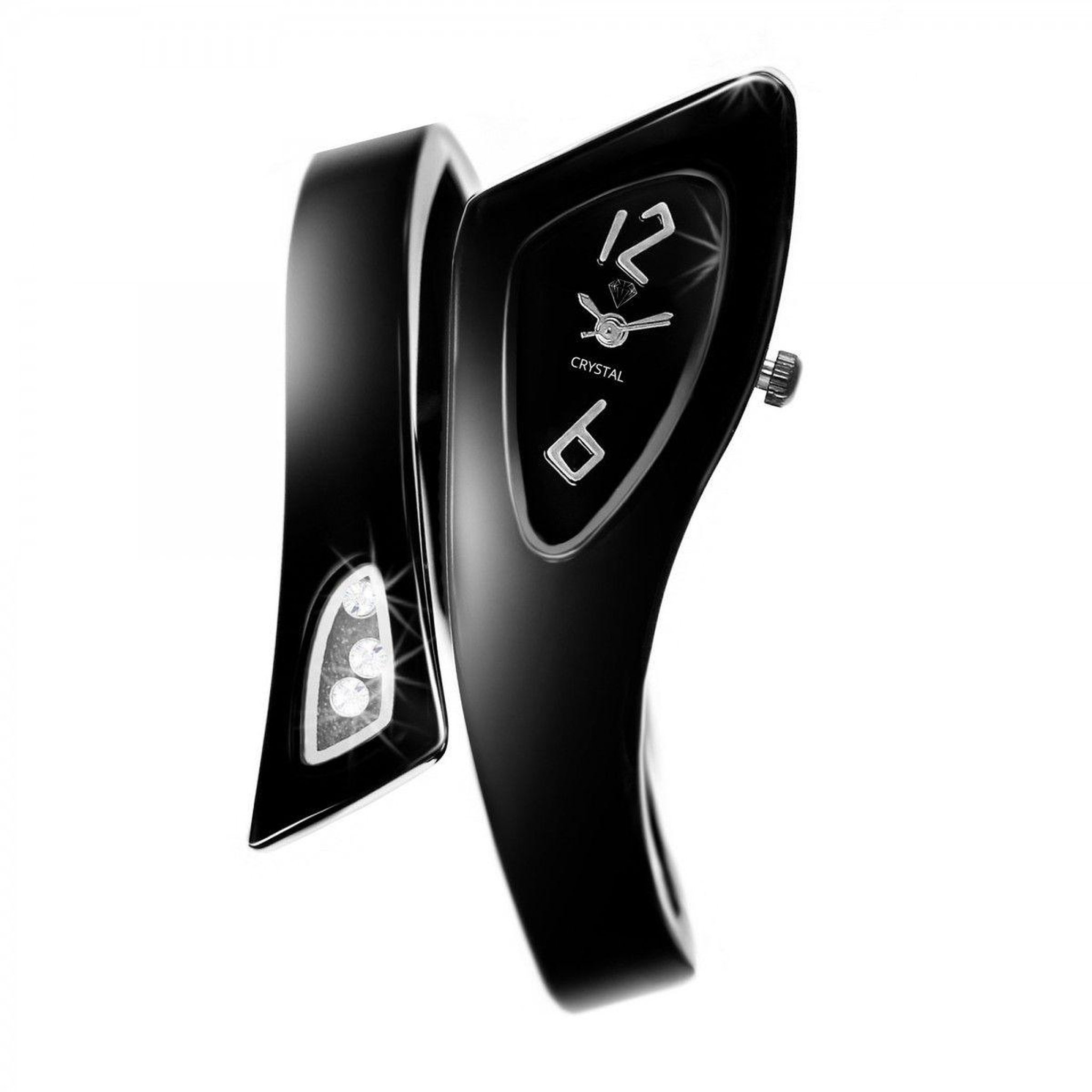 SC CRYSTAL Montre Lyana noire SC Crystal ornée de Cristaux scintillants