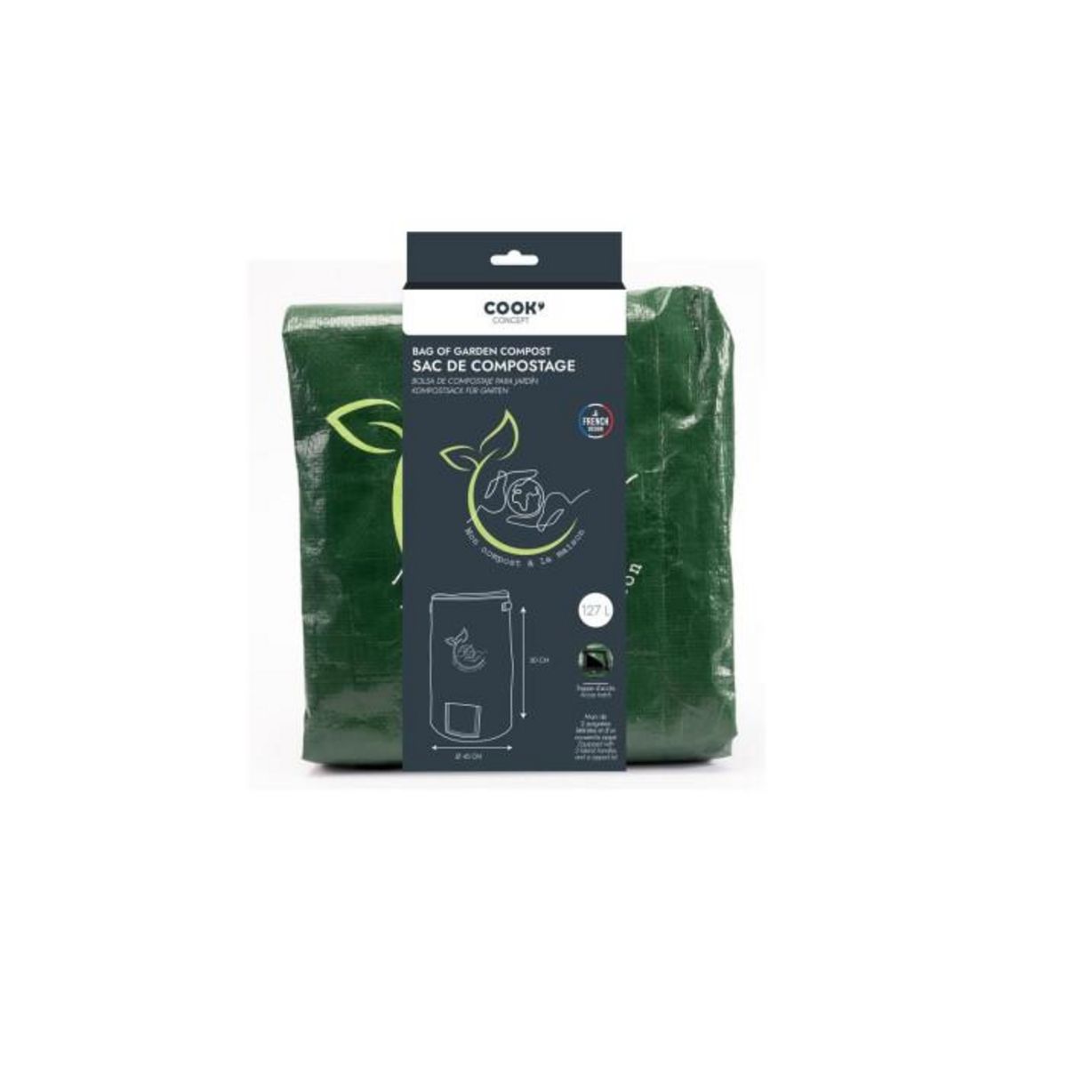 Paris Prix Sac de Compostage  2 Poignées Latérales  127L Vert