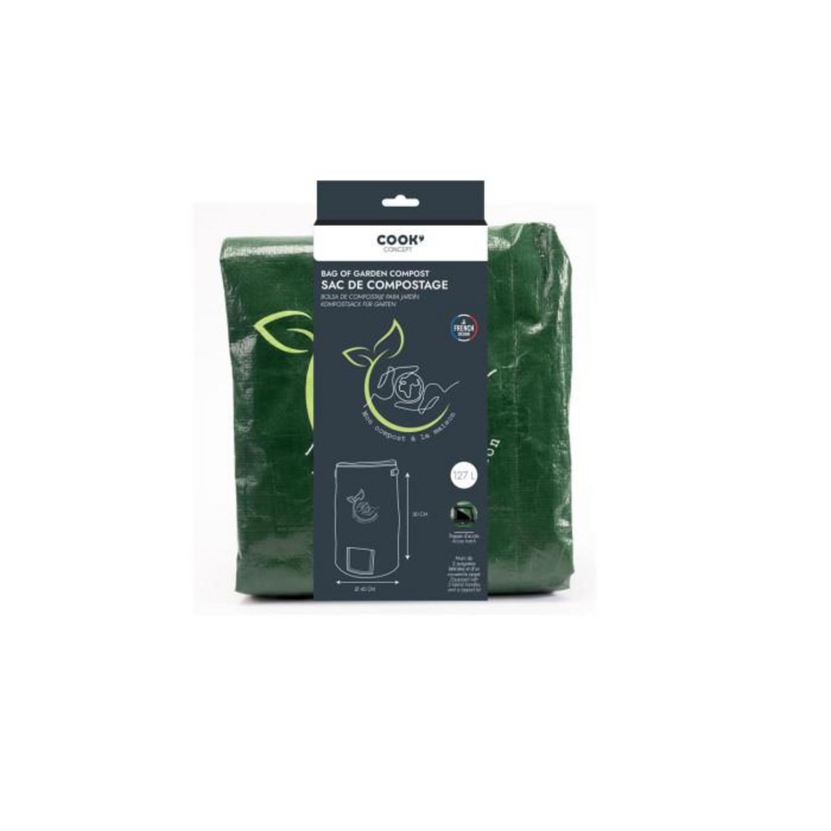 Paris Prix Sac de Compostage  2 Poignées Latérales  127L Vert