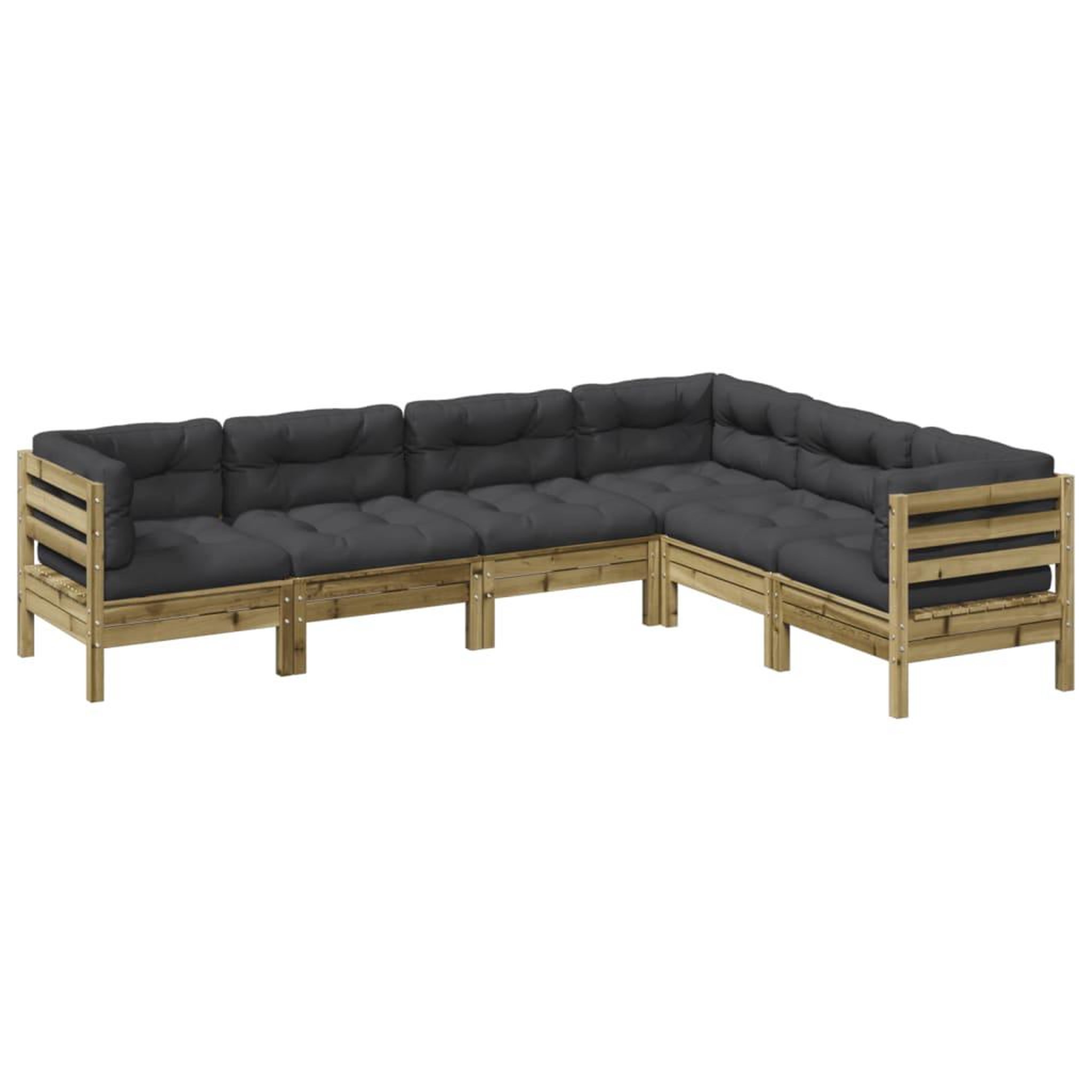 VIDAXL Salon de jardin 6 pcs avec coussins bois de pin impregne