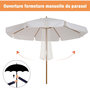 Voir la diapositive 4 : OUTSUNNY Parasol droit rond grande taille de jardin Ø 3,25 x 2,5H m bois de bambou polyester crème