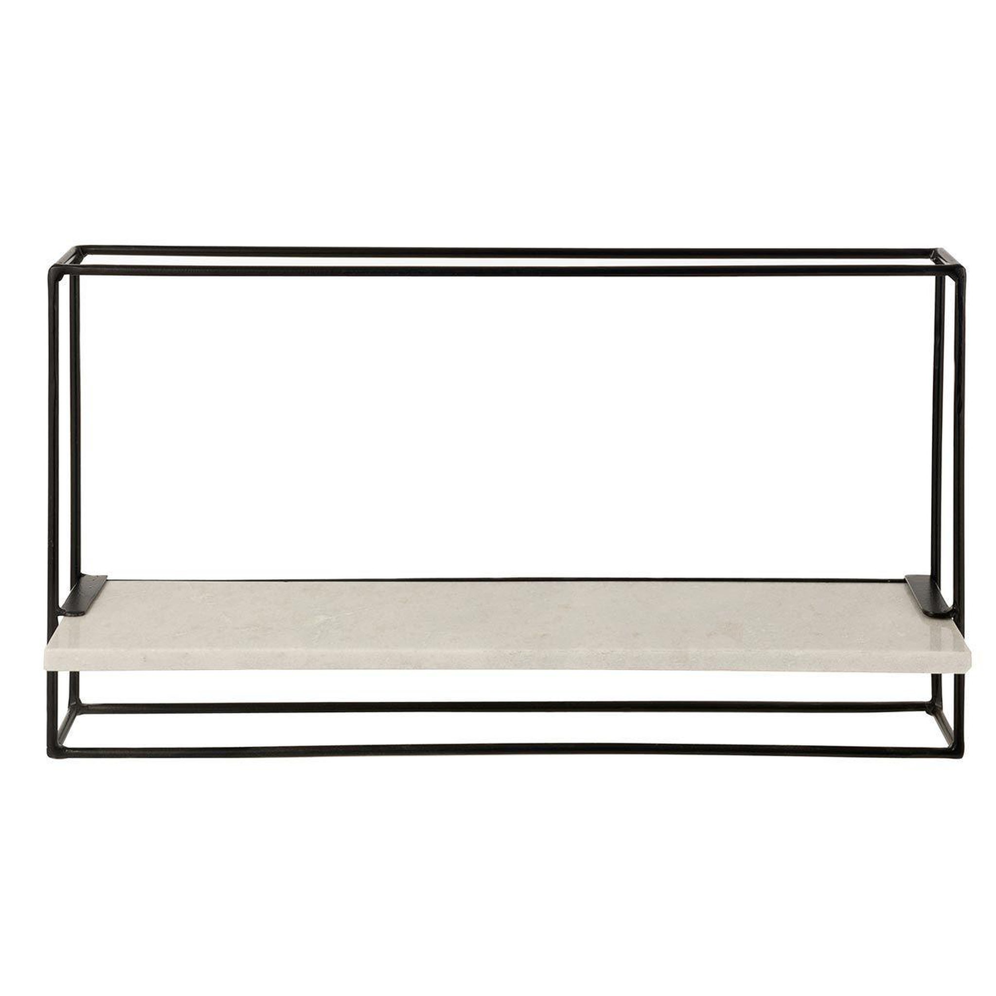 Voir la diapositive 2 : J-LINE Étagère murale  1 plateau  65cm noir & blanc