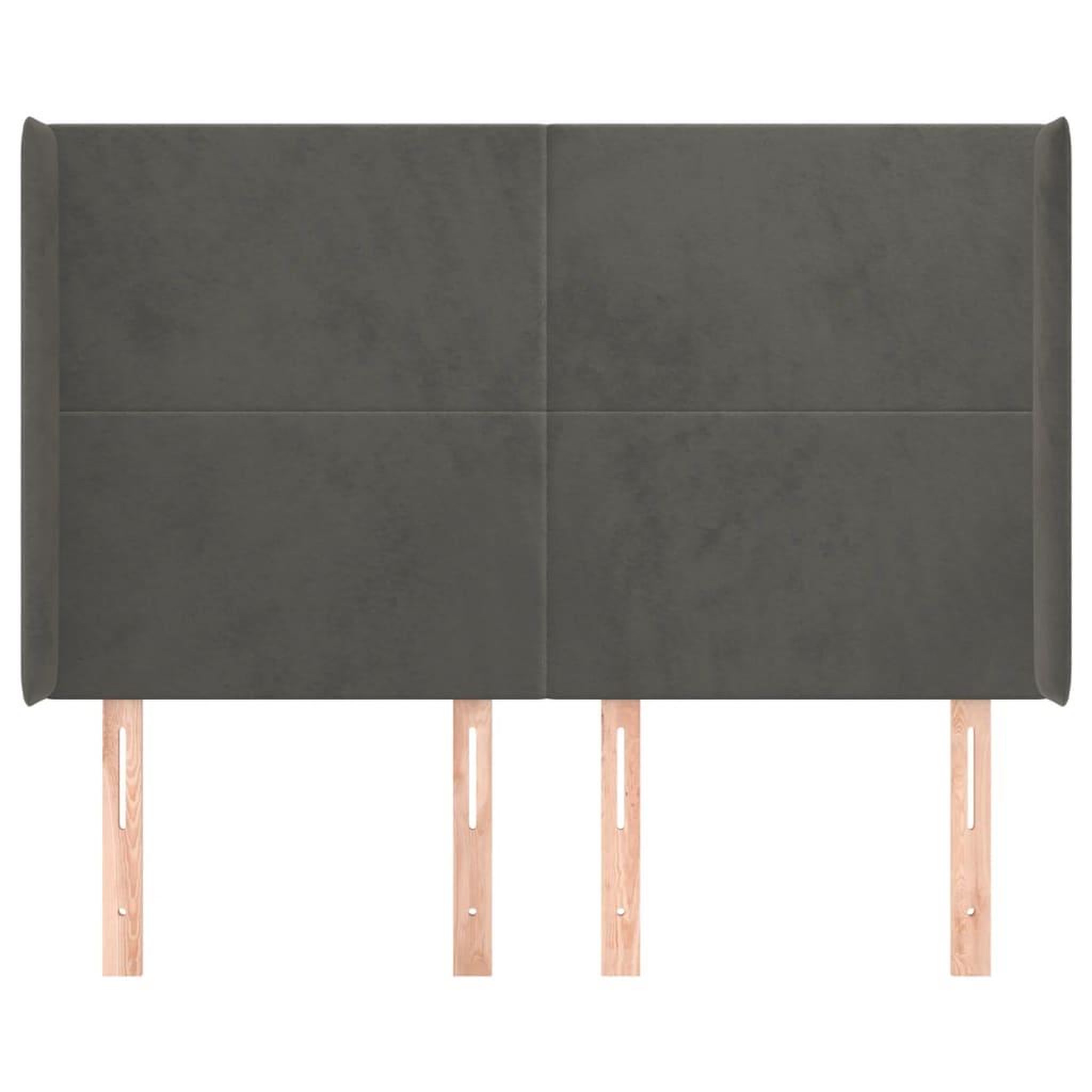 Voir la diapositive 3 : VIDAXL Tete de lit avec oreilles Gris fonce 147x16x118/128 cm Velours