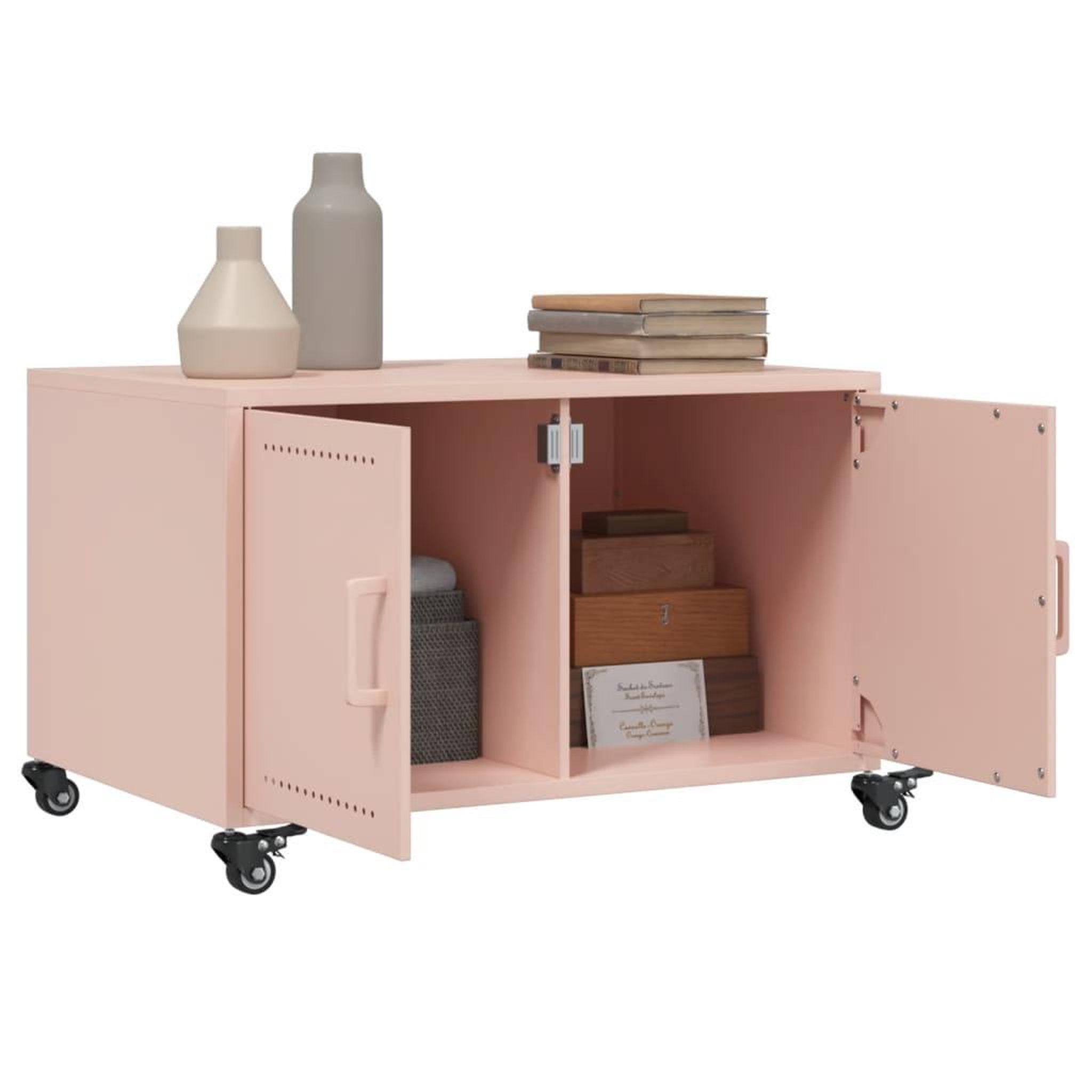Voir la diapositive 4 : VIDAXL Table basse rose 68x50x43,5 cm acier