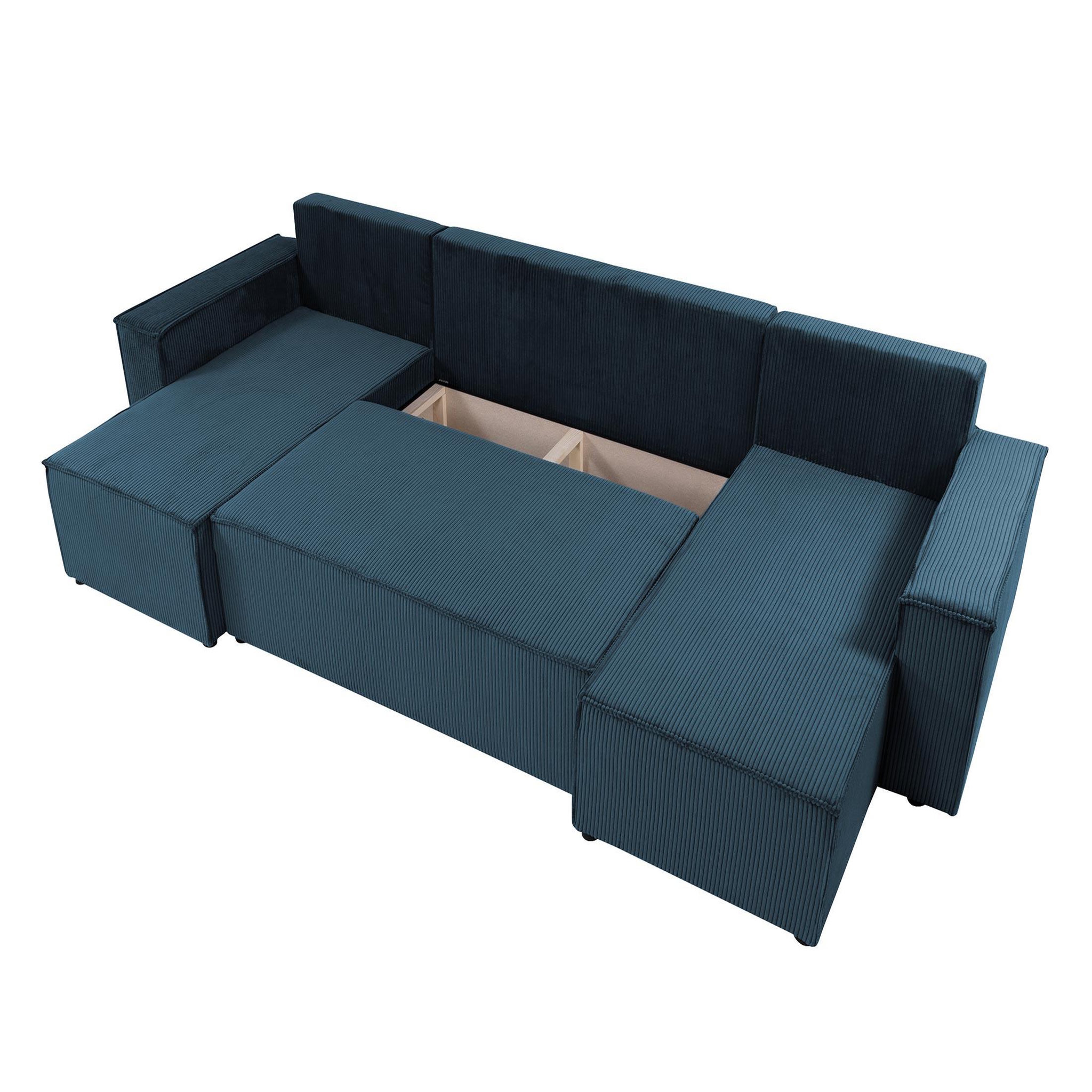 Voir la diapositive 3 : BEST MOBILIER Cezanne - canapé panoramique en u - 7 places - convertible avec coffre - en velours côtelé