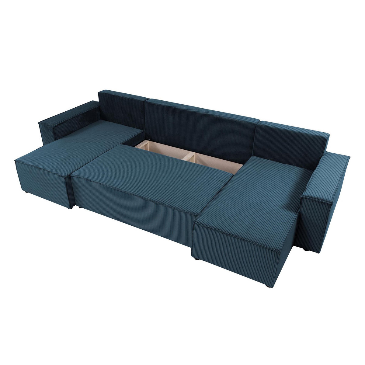 BEST MOBILIER Cezanne - canapé panoramique en u - 7 places - convertible avec coffre - en velours côtelé