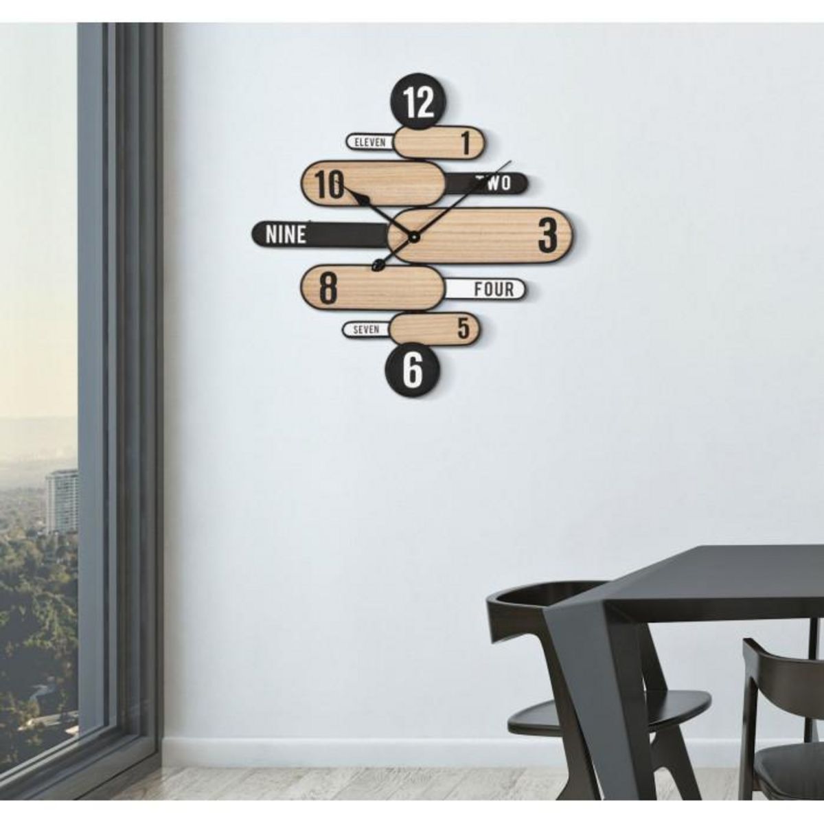 Paris Prix Horloge Murale Design  Direction  60cm Naturel & Noir