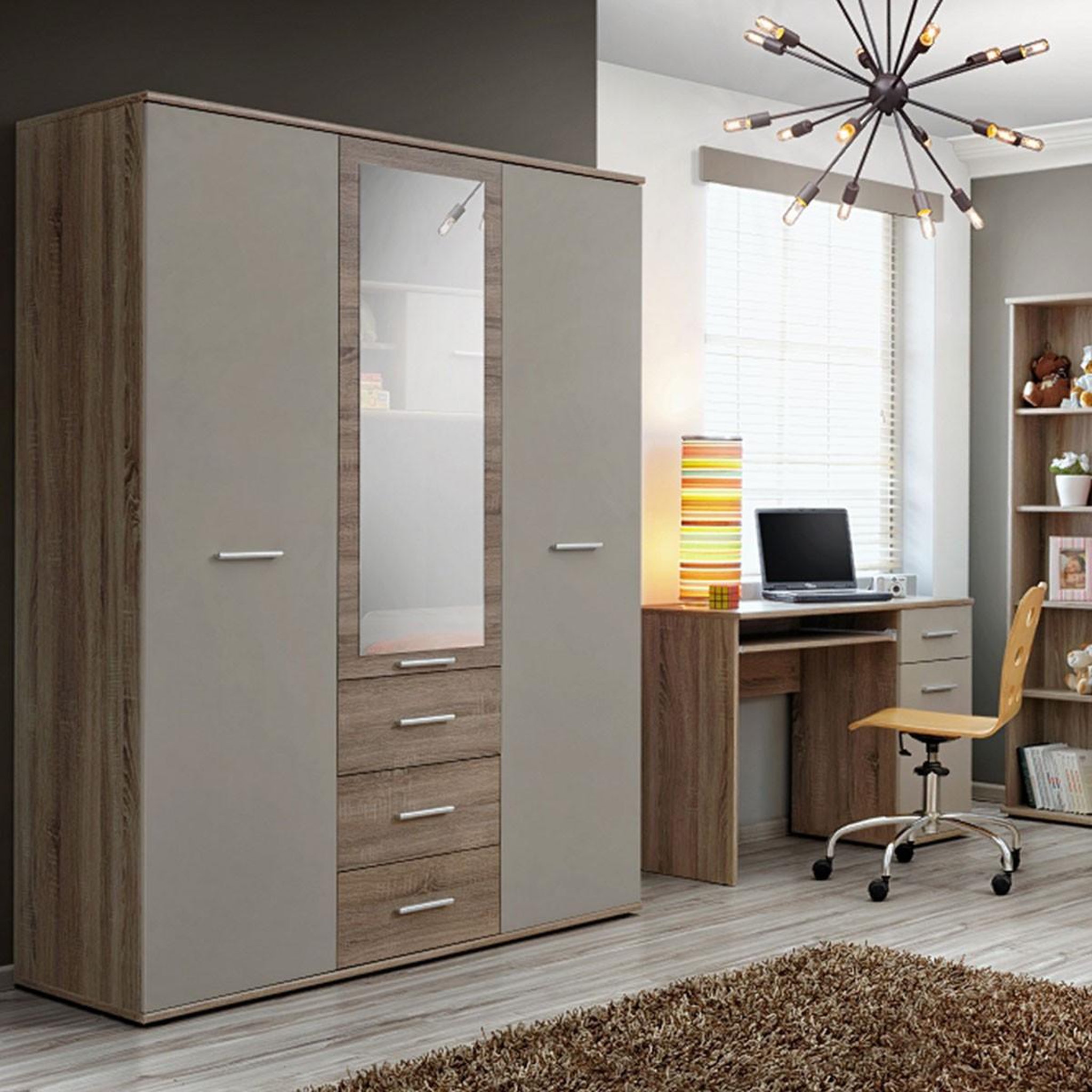 Voir la diapositive 2 : Paris Prix Chambre complète enfant 5p  dino iv  chêne & blanc