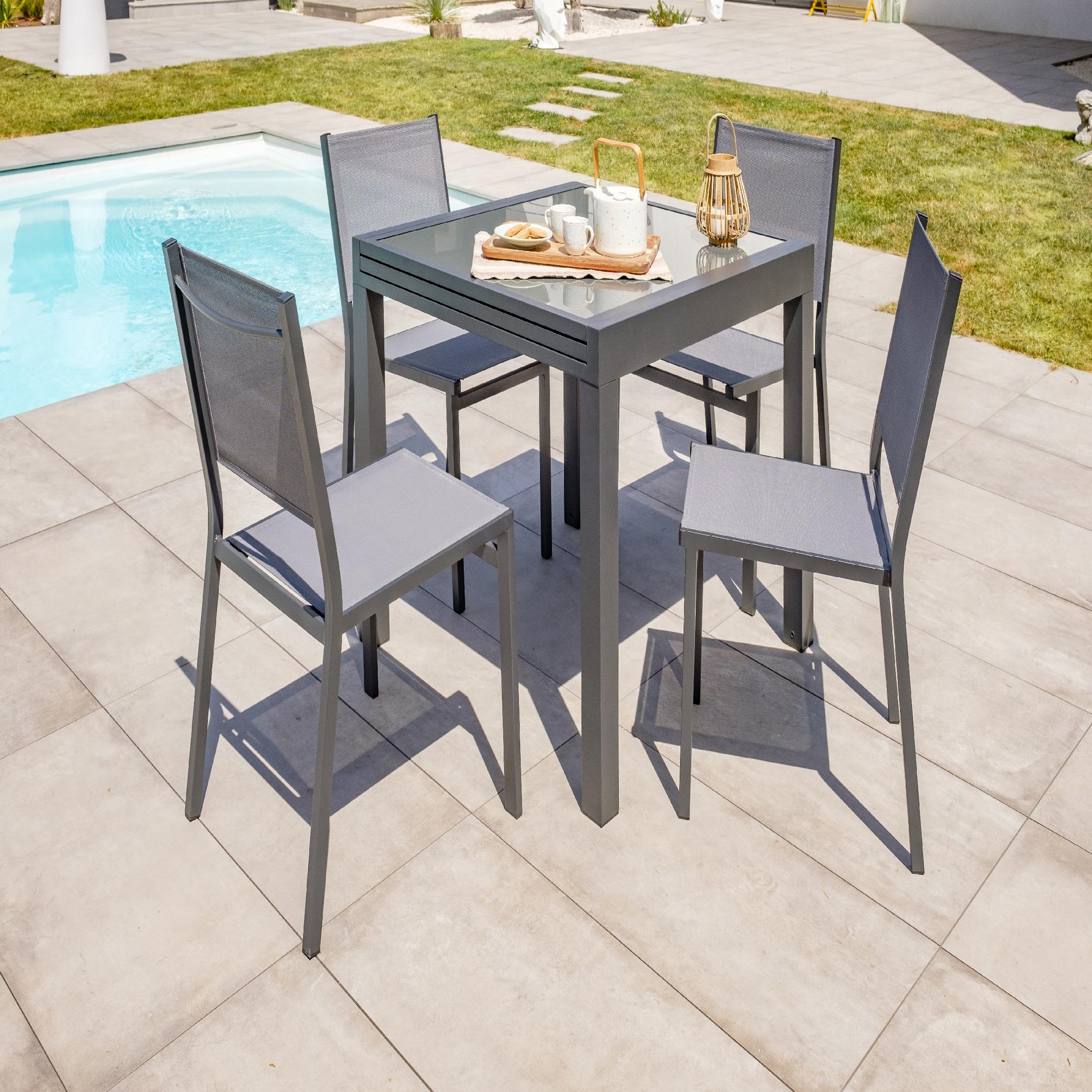 Voir la diapositive 4 : DCB GARDEN Chaise de jardin empilable en aluminium toile plastifiée