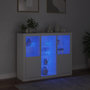 Voir la diapositive 3 : VIDAXL Buffets avec lumieres LED 3 pcs blanc bois d'ingenierie