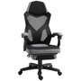 Voir la diapositive 1 : HOMCOM Fauteuil gaming chaise gamer dossier et hauteur réglable roulettes pivotantes repose-pied tissu maille gris noir