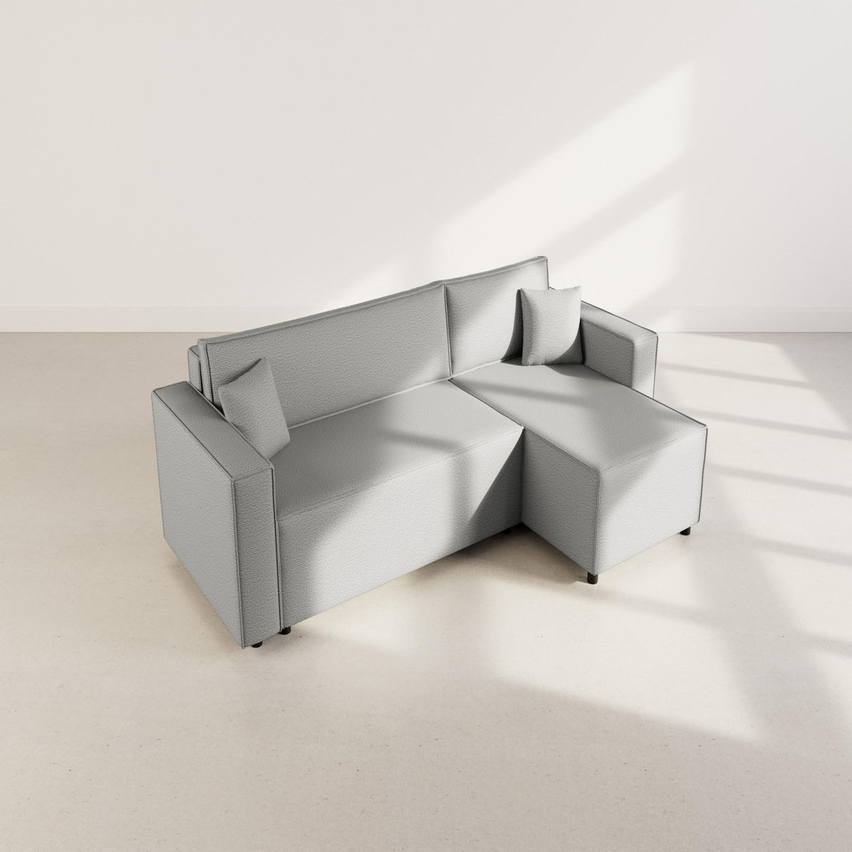BEST MOBILIER Jonas - canapé d'angle réversible 4 places convertible avec coffre en tissu texturé