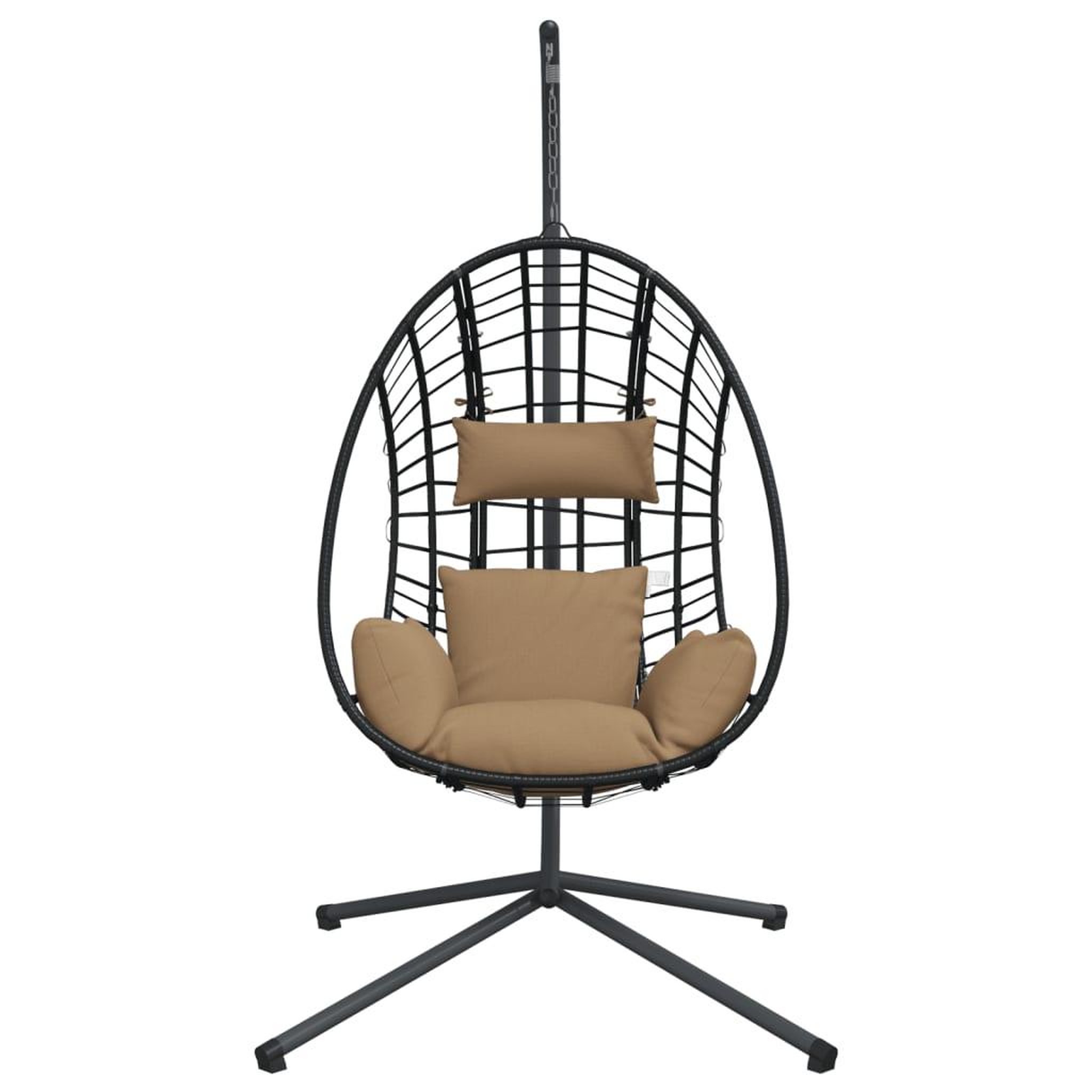 Voir la diapositive 4 : VIDAXL Chaise suspendue en forme d'œuf et support taupe rotin et acier