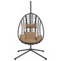 Voir la diapositive 4 : VIDAXL Chaise suspendue en forme d'œuf et support taupe rotin et acier