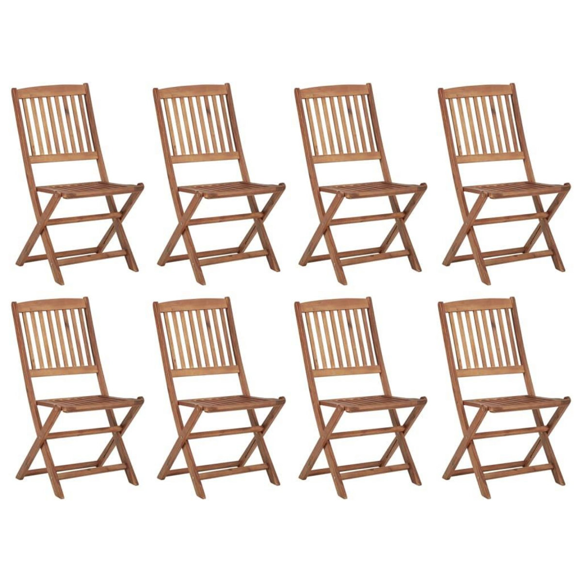 VIDAXL Chaises pliables d'exterieur et coussins lot de 8 Bois d'acacia