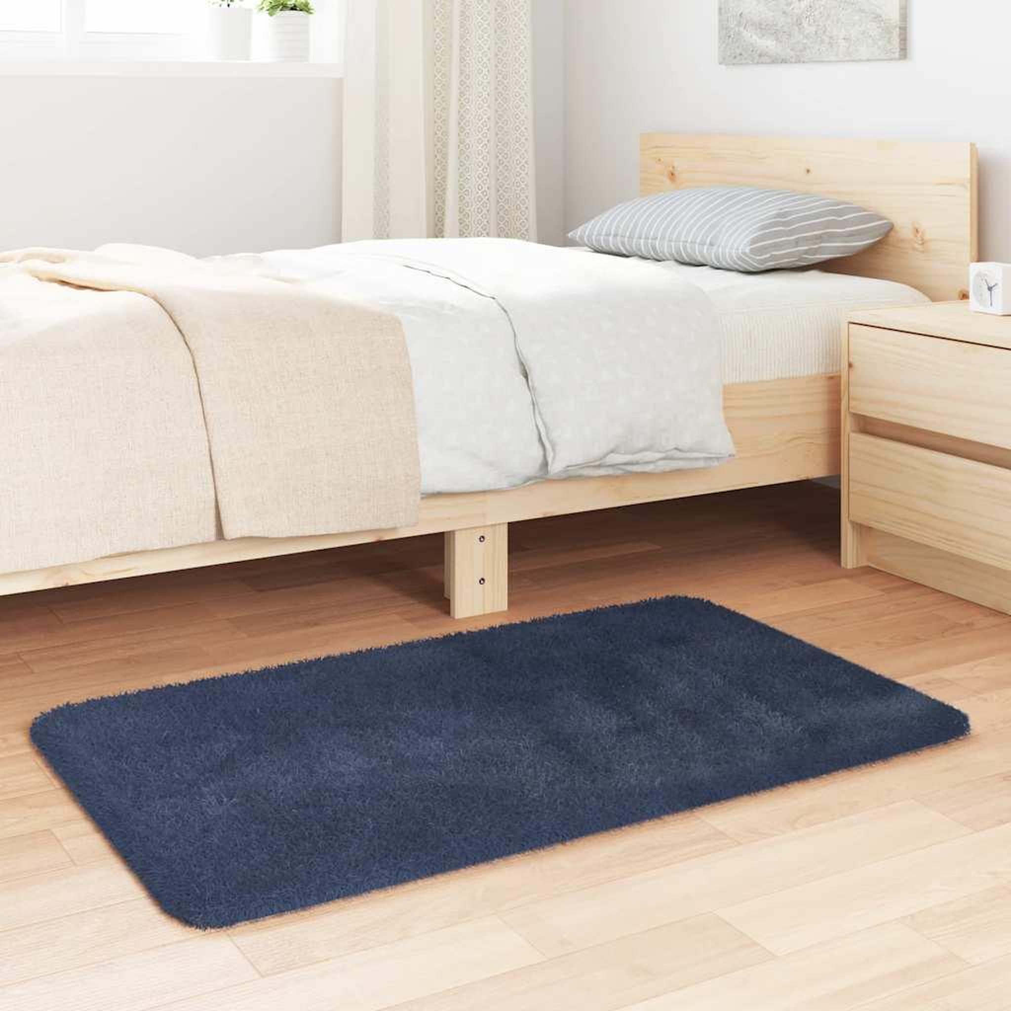 Voir la diapositive 3 : VIDAXL Tapis Shaggy a poils longs NAVARRA bleu marine 60x100 cm