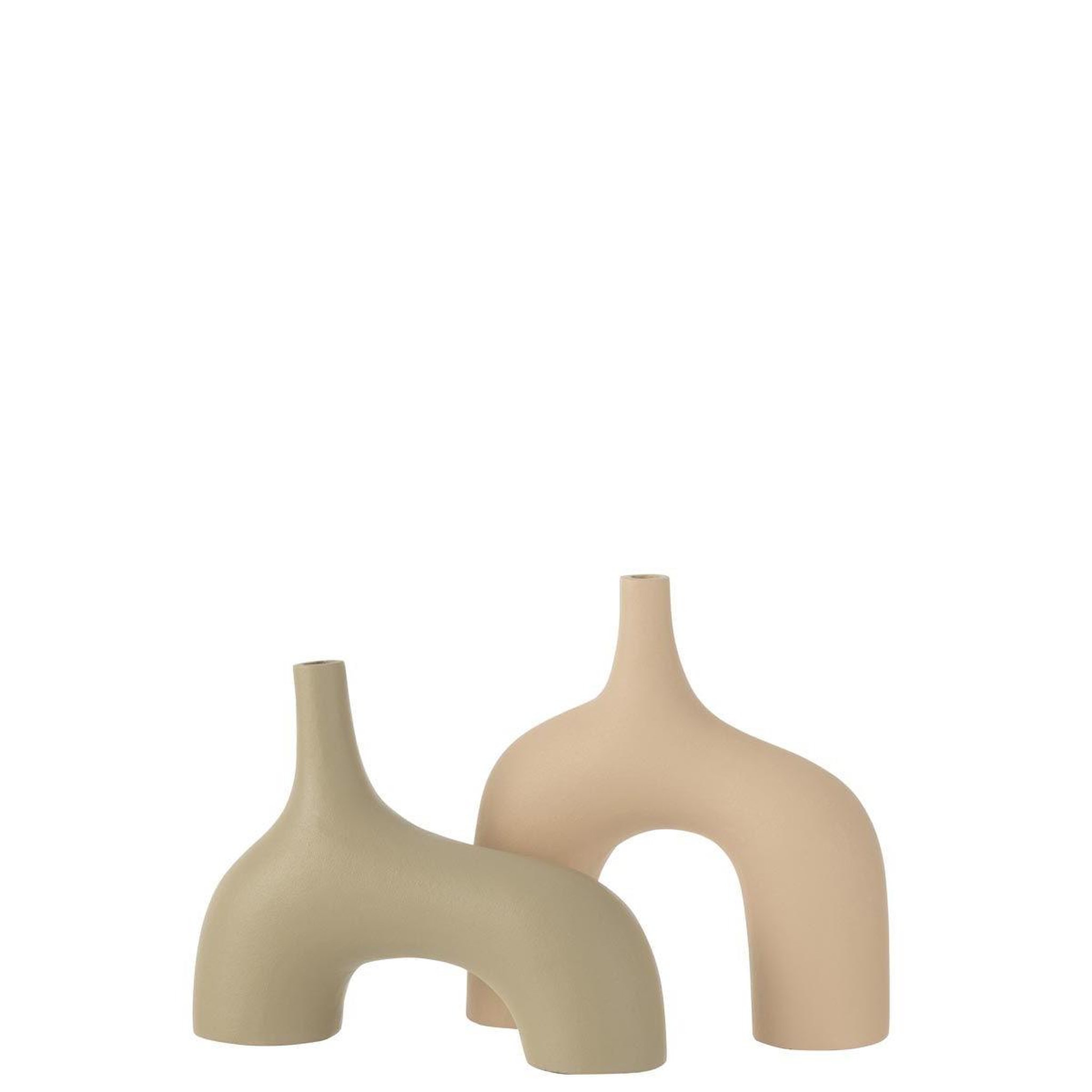 Voir la diapositive 2 : J-LINE Vase design en aluminium  zihao  25cm ivoire