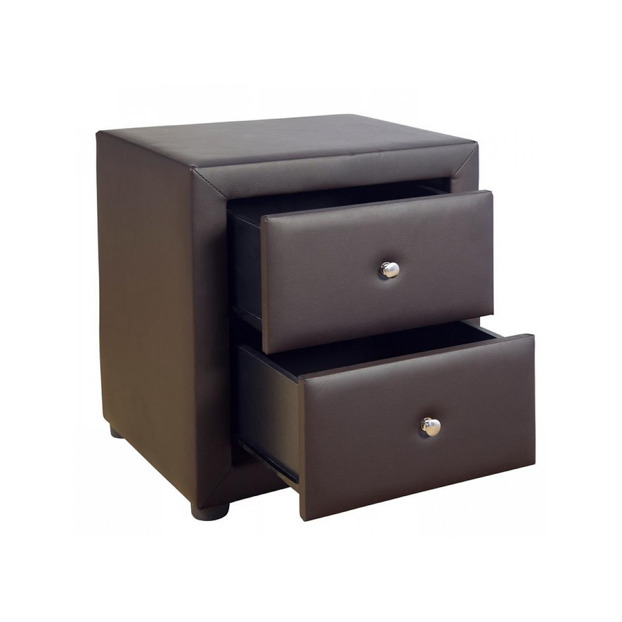 Voir la diapositive 1 : HomeStyle4U Table de chevet simili cuir brun nuit