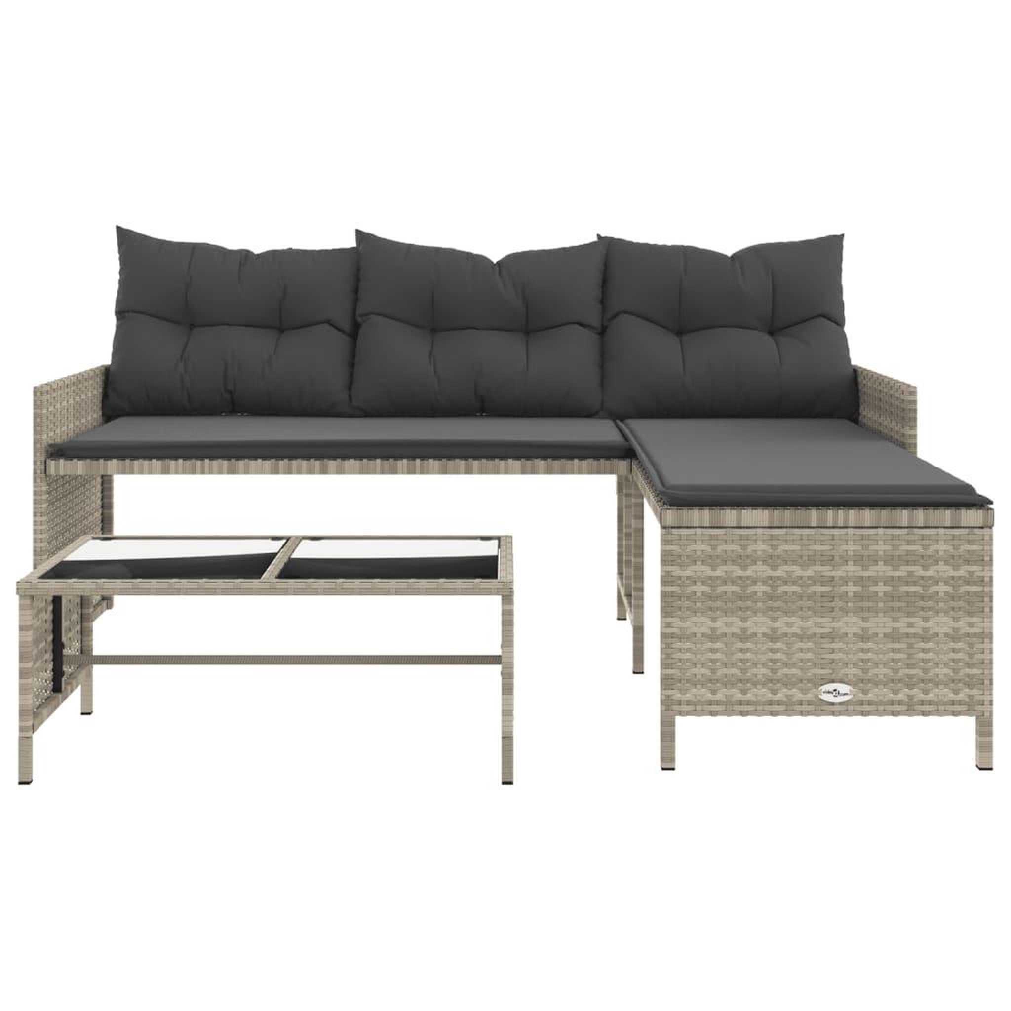 Voir la diapositive 5 : VIDAXL Canape de jardin et table et coussins en forme de L gris clair