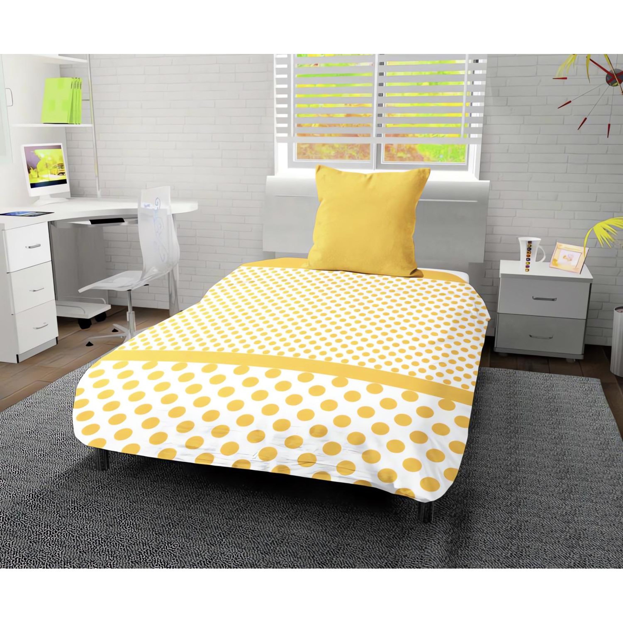 Intemporel Couette imprimée 140x200 cm POIS jaune