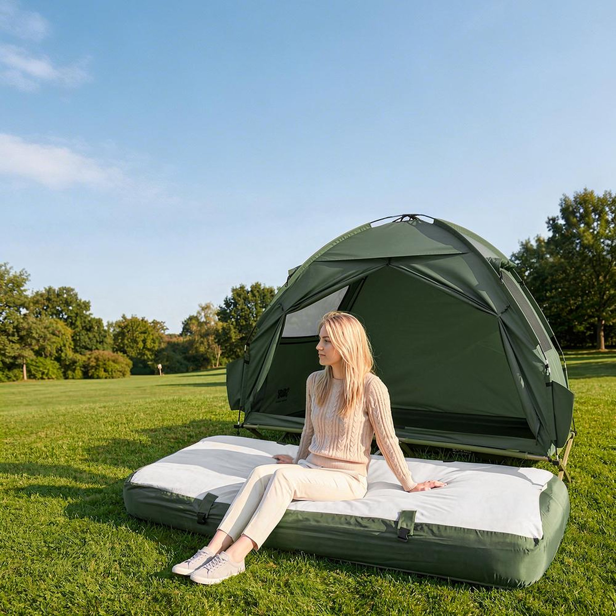 Voir la diapositive 2 : SOBUY Lit Gonflable Chaise Longue Vert Foncé 191x76x22cm OGS32-II-GR-P01