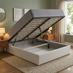 LITERIE JULIEN Ensemble Lit Coffre et Matelas  Latex Soutien Ferme. Coloris disponibles : Noir, Blanc, Gris