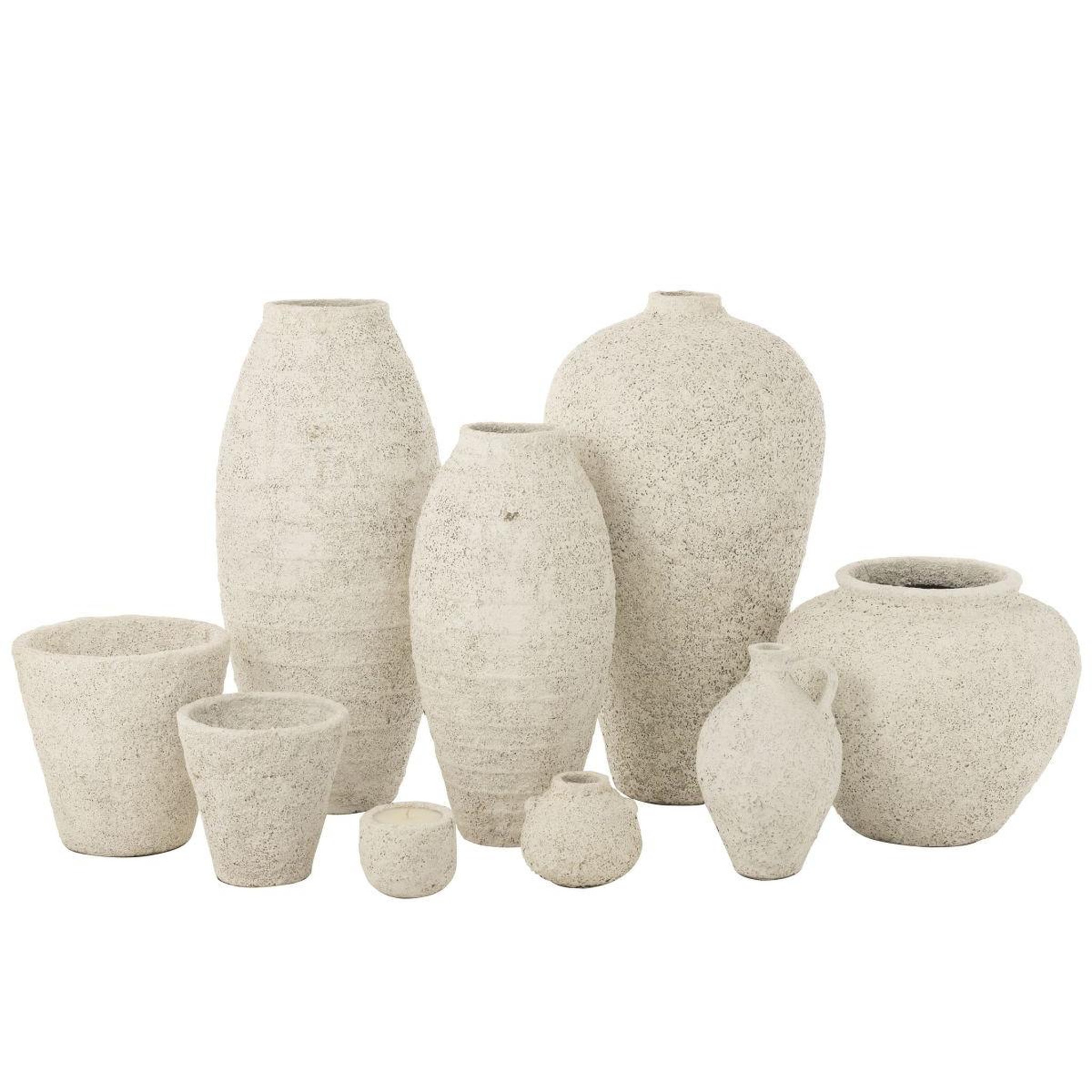 Voir la diapositive 2 : J-LINE Pot antique rond en ciment  mack  60cm blanc
