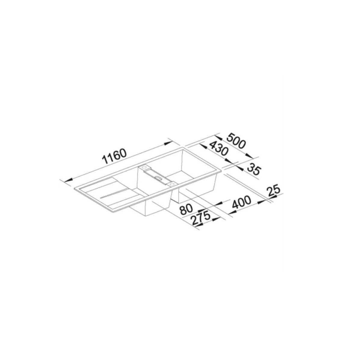 Blanco Evier à encastrer 80cm manuel blanc avec siphon - 513260