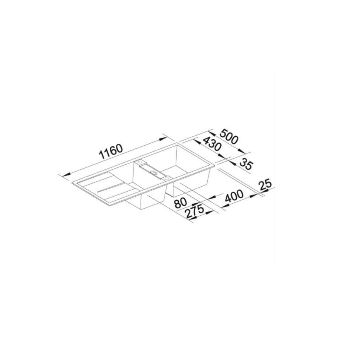 Blanco Evier à encastrer 80cm manuel blanc avec siphon - 513260