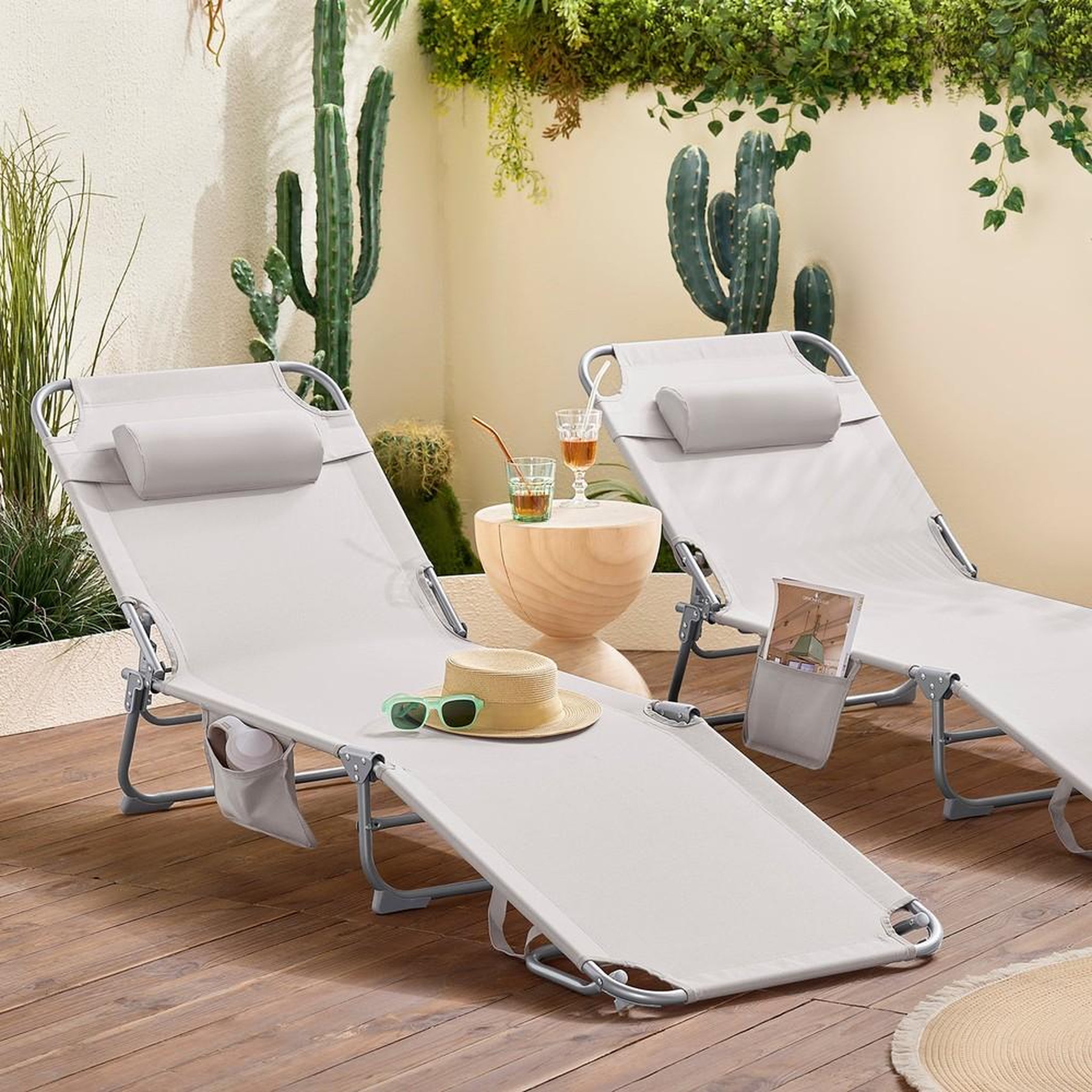 Voir la diapositive 2 : SOBUY SoBuy - Lot de 2 bains de soleil - Minimaliste - OGS35X2