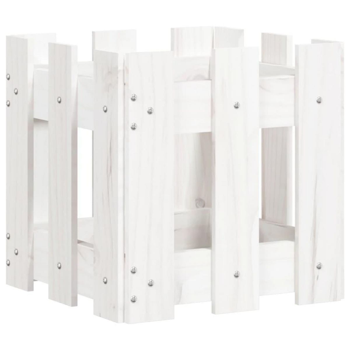 VIDAXL Jardiniere avec design de cloture blanc 30x30x30 cm pin massif