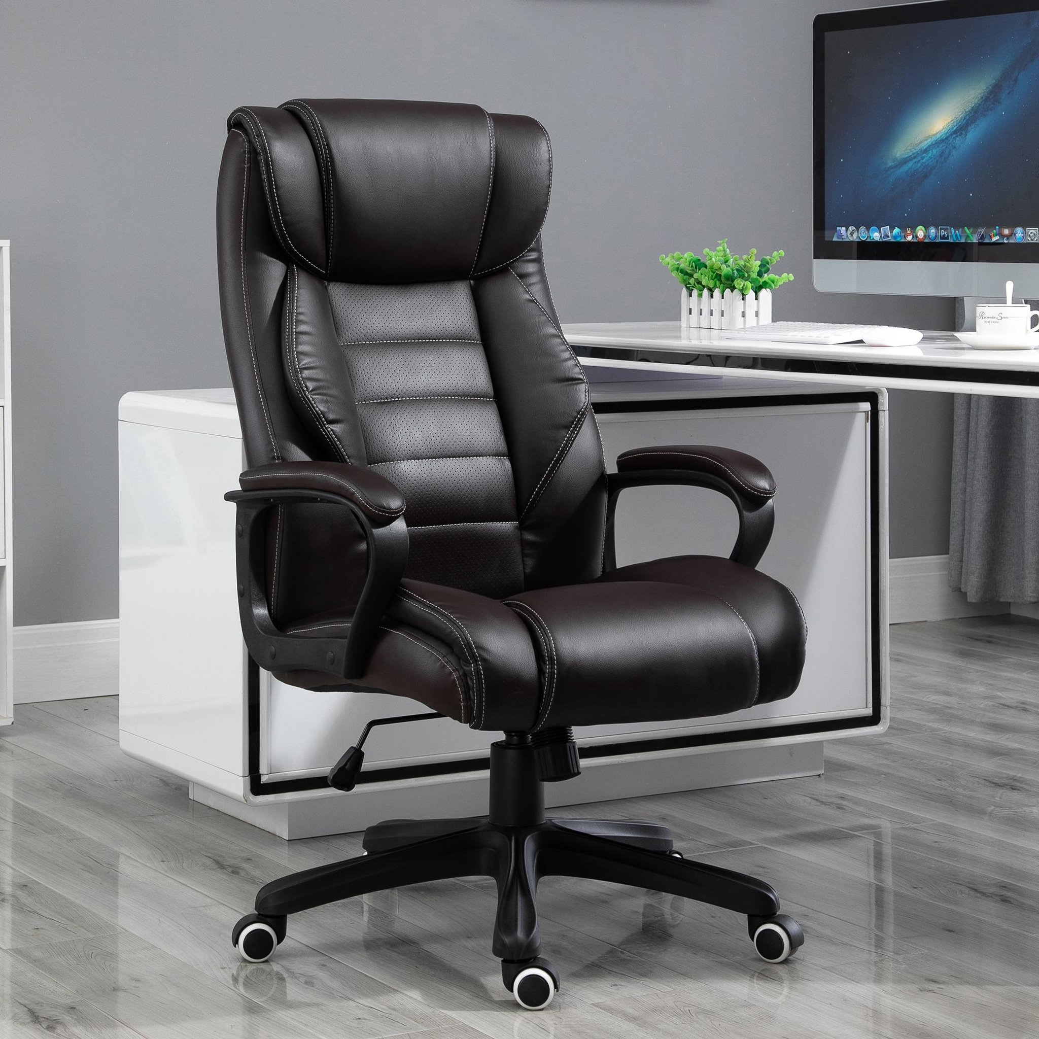 Voir la diapositive 2 : VINSETTO Fauteuil de bureau direction massant grand confort hauteur réglable fonction dossier à bascule revêtement synthétique noir
