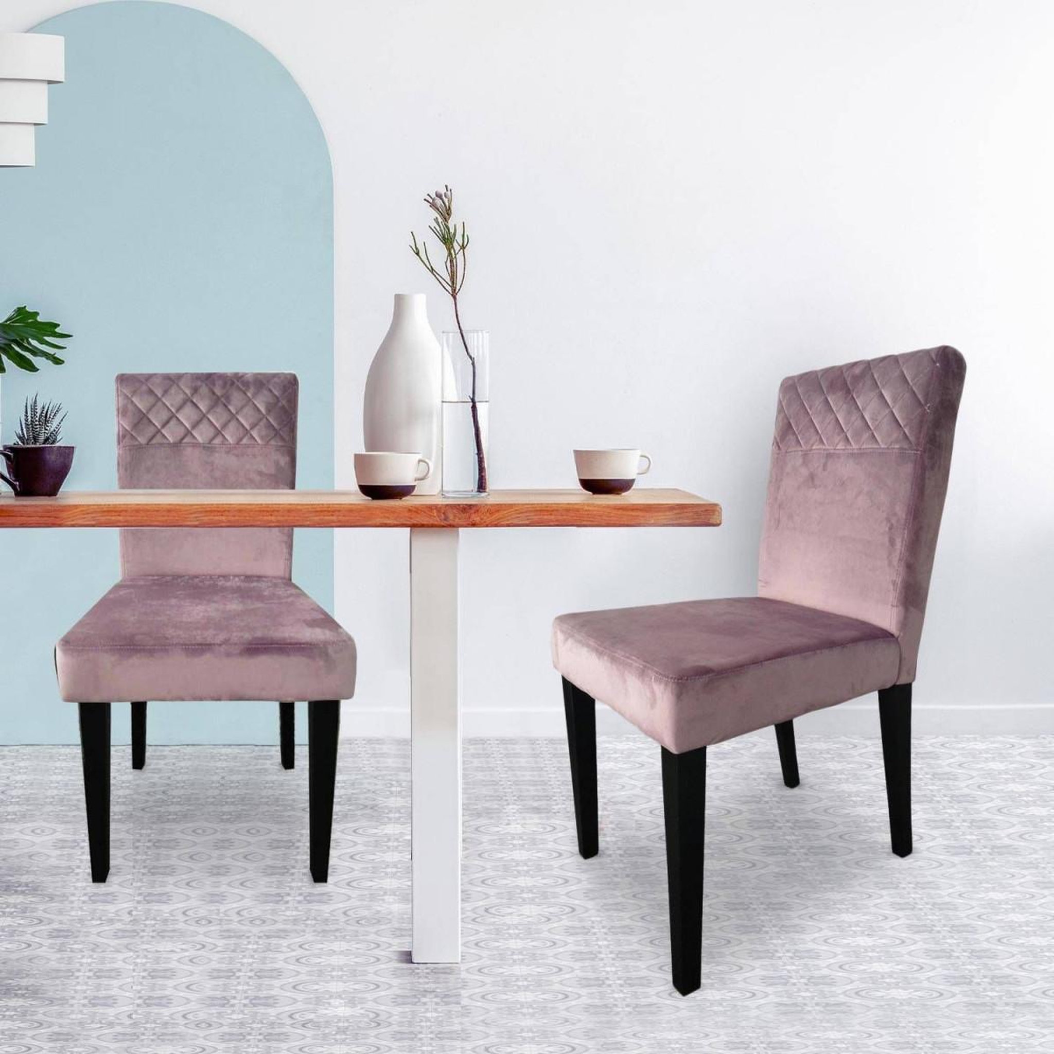 Voir la diapositive 5 : Paris Prix Lot de 4 Chaises Velours  Pipam  82cm Rose